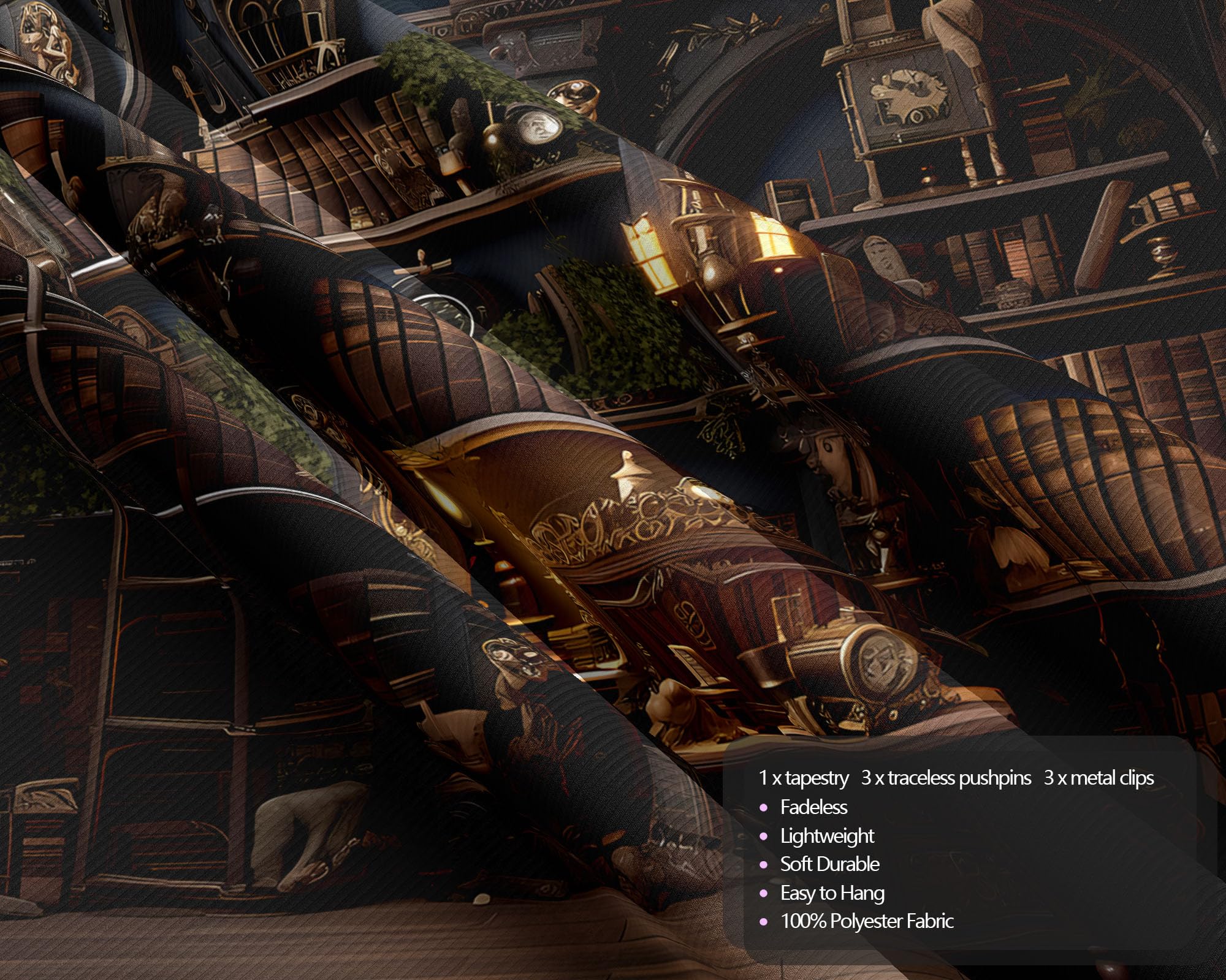 QGHOT Fantasy Library Tapestry Wall Hanging Magic School Bookshelf Backdrop Fairy Tale Library Tapestries for Teens Bedroom Living Room Dorm Decor 78.7"x59.1": 59.1"L x 59.1"W A