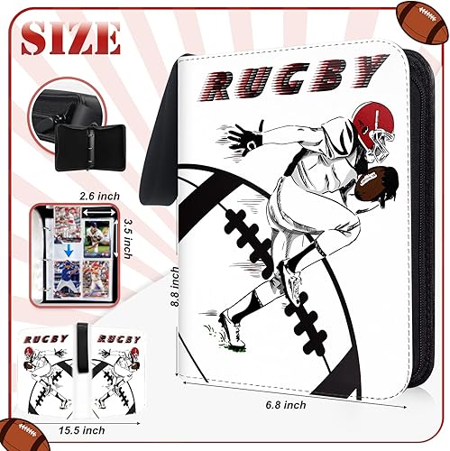 Miniatura 3 de COARVXA Carpeta de 400 tarjetas de rugby 4 bolsillos con 400 tarjetas protectores de manga para álbumes de tarjetas funda de almacenamiento para