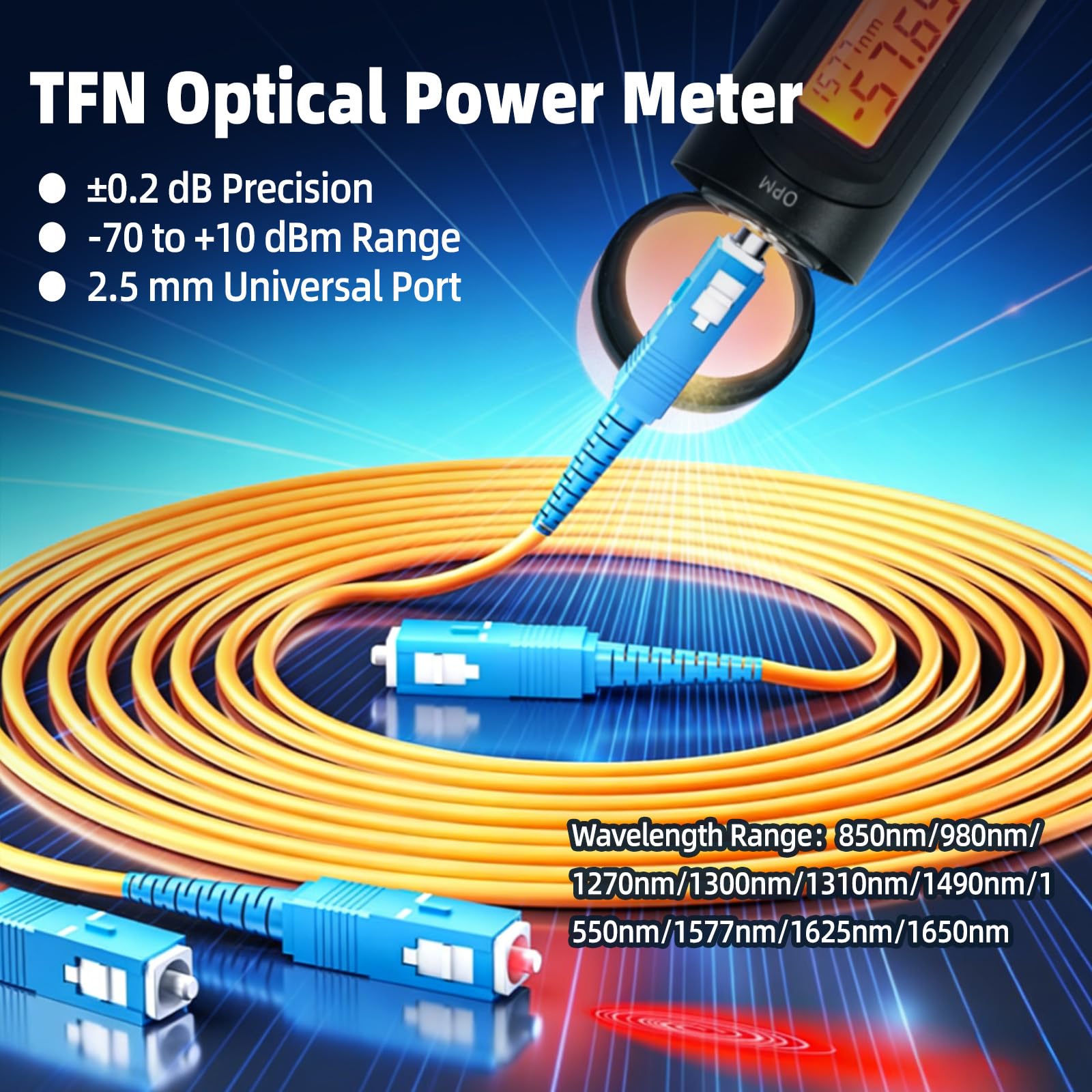TFN Tester per fibra misuratore di potenza 20 km, localizzatore visivo di guasti, Mini OPM e VFL, tester LED per cavi in fibra