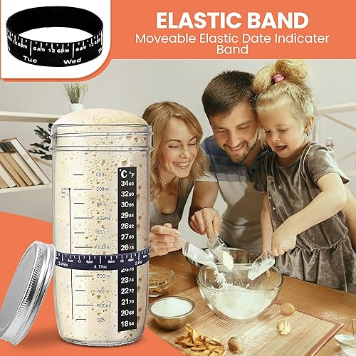 Miniatura 3 de Kit de inicio de masa madre con herramientas – Pan Lame, raspador de masa, tarro de vidrio de 24 onzas y cubiertas – Suministros para hacer pan