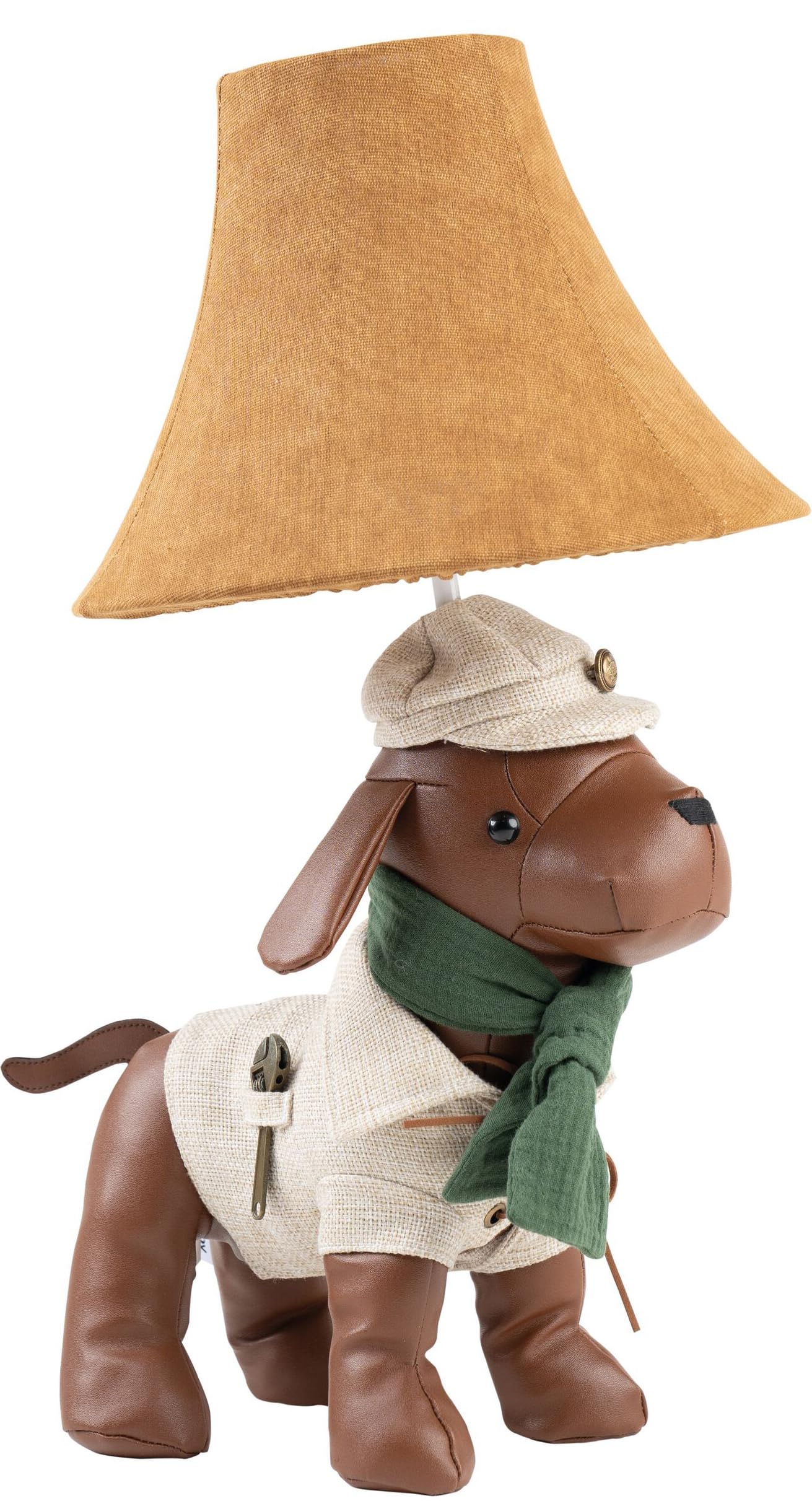 Spike LED-Tischleuchte 48 cm veganes Leder Handarbeit Tischlampe
