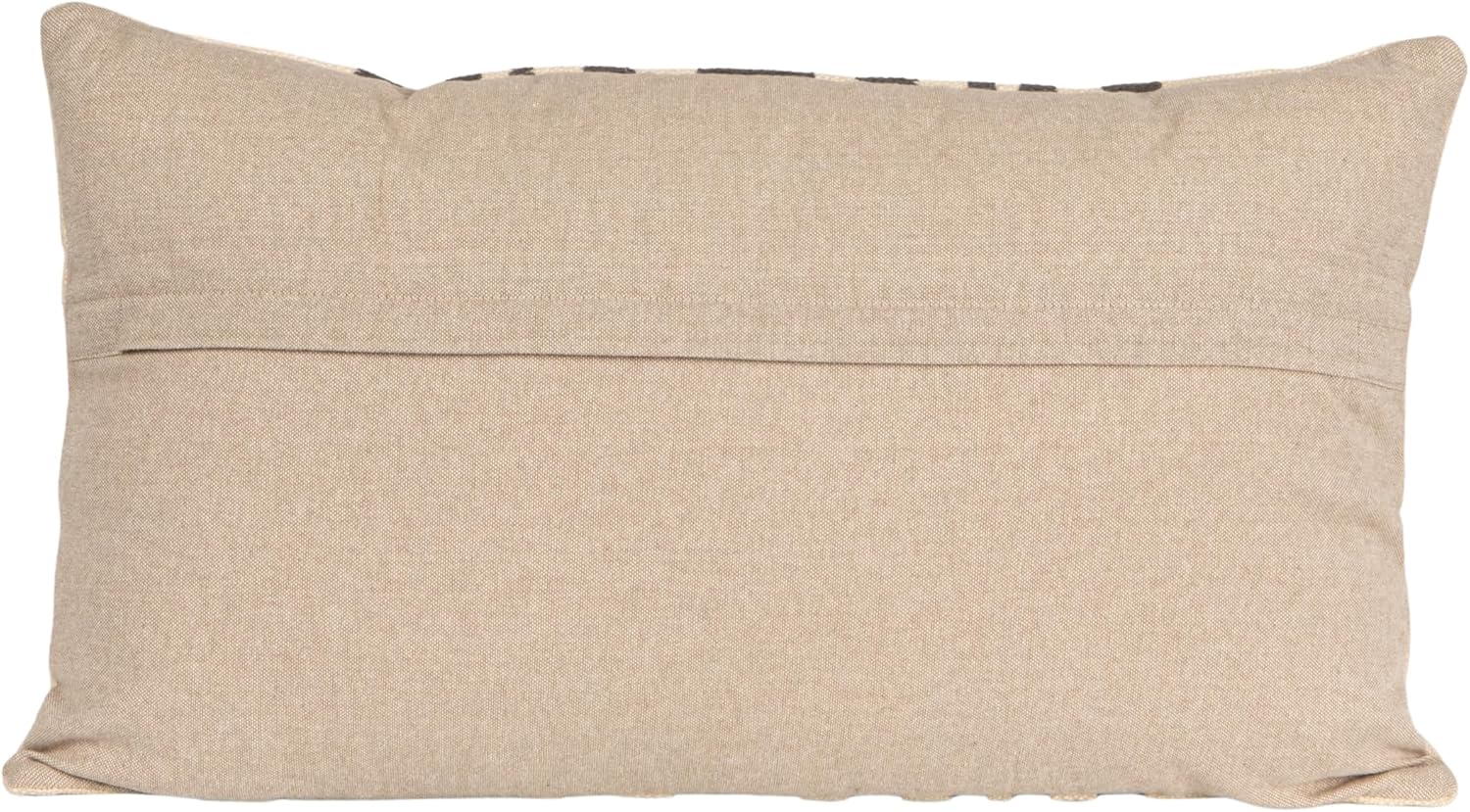 Creative Co-Op Cotton Slub Lumbar Pillow with Embroidered Line Design, Natural and Charcoal Color