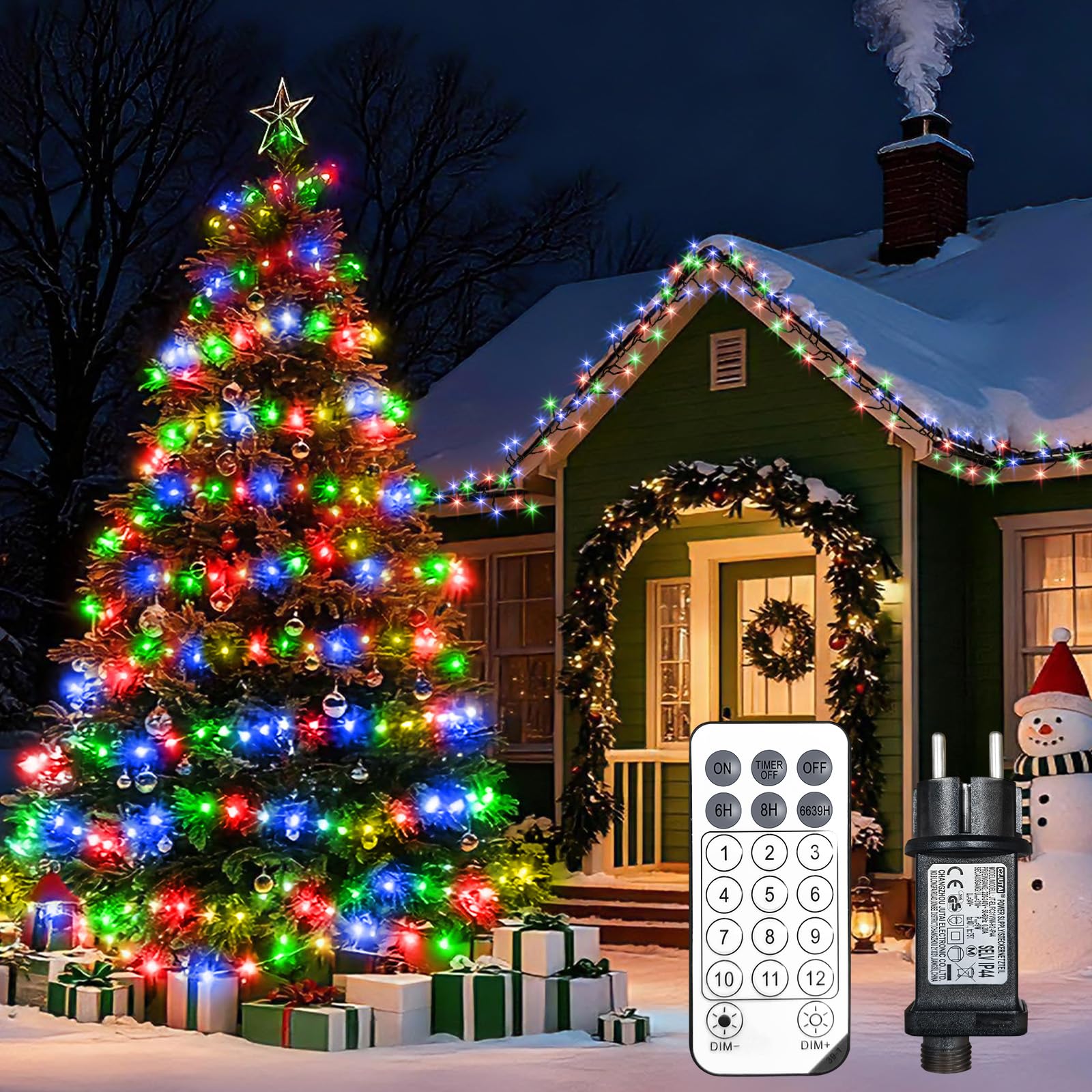 HELESIN Guirlande Lumineuse LED, 1200 LED 18M Multicolore Noël Guirlande Lumineuse D'extérieur avec 12 Modes et Minuterie pour Jardin, éclairage de Noel avec Télécommande pour arbre de Noël