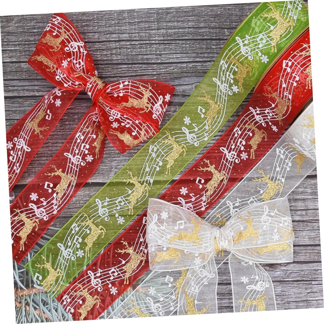 STOBOK 15stücke Teiliges Weihnachtsband Mit Noten Und Elchmuster Dekorative Ribbons Für Und Bastelarbeiten Pro Für Festliche Dekorationen