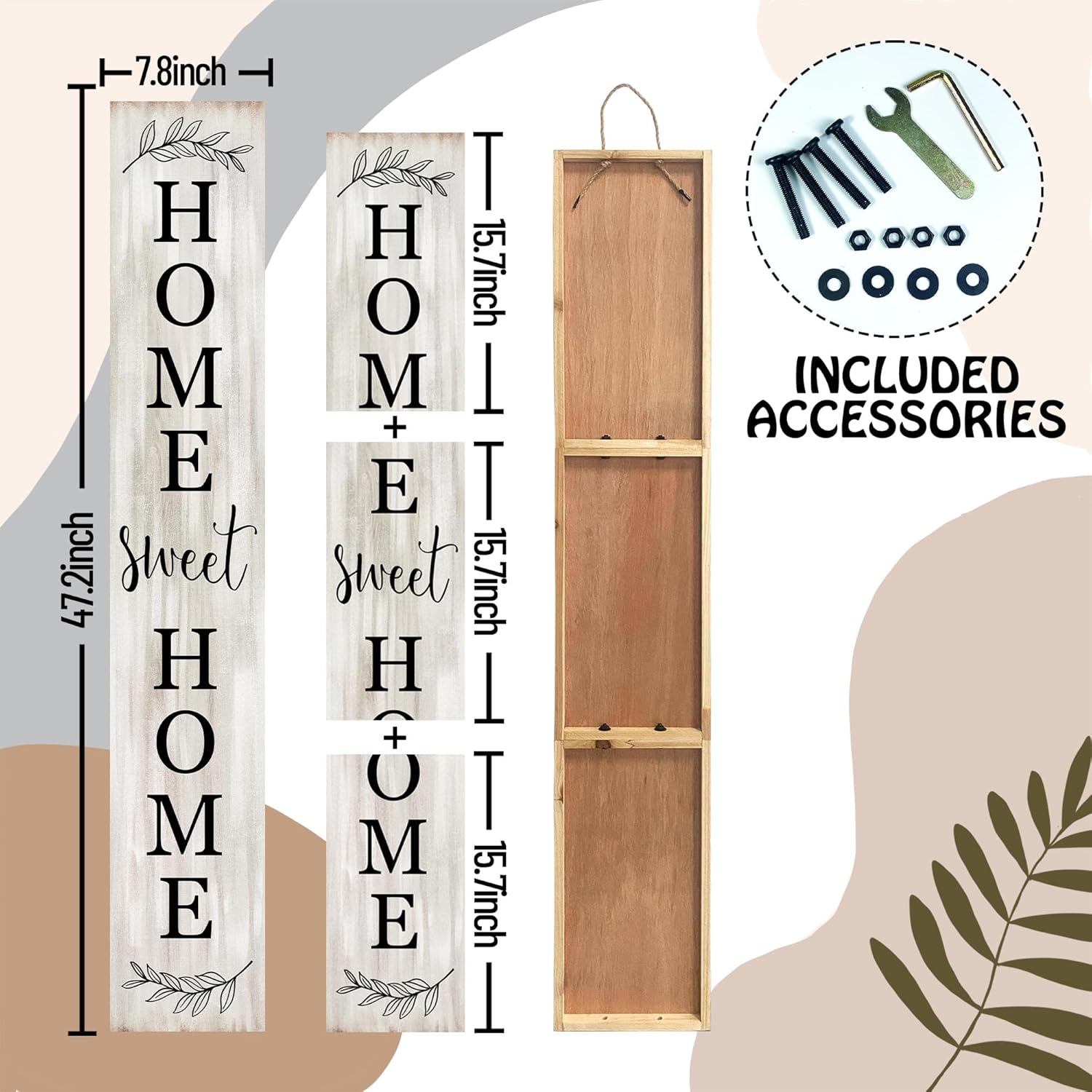 Home Sweet Home Porch Sign Wooden Welcome Sign Vertical Hanging Signs For Standing Front Porch Standing Farmhouse Porch Signs Outdoor Tall Sign Decorations Outdoor Welcome Signs for Porch 47.2H