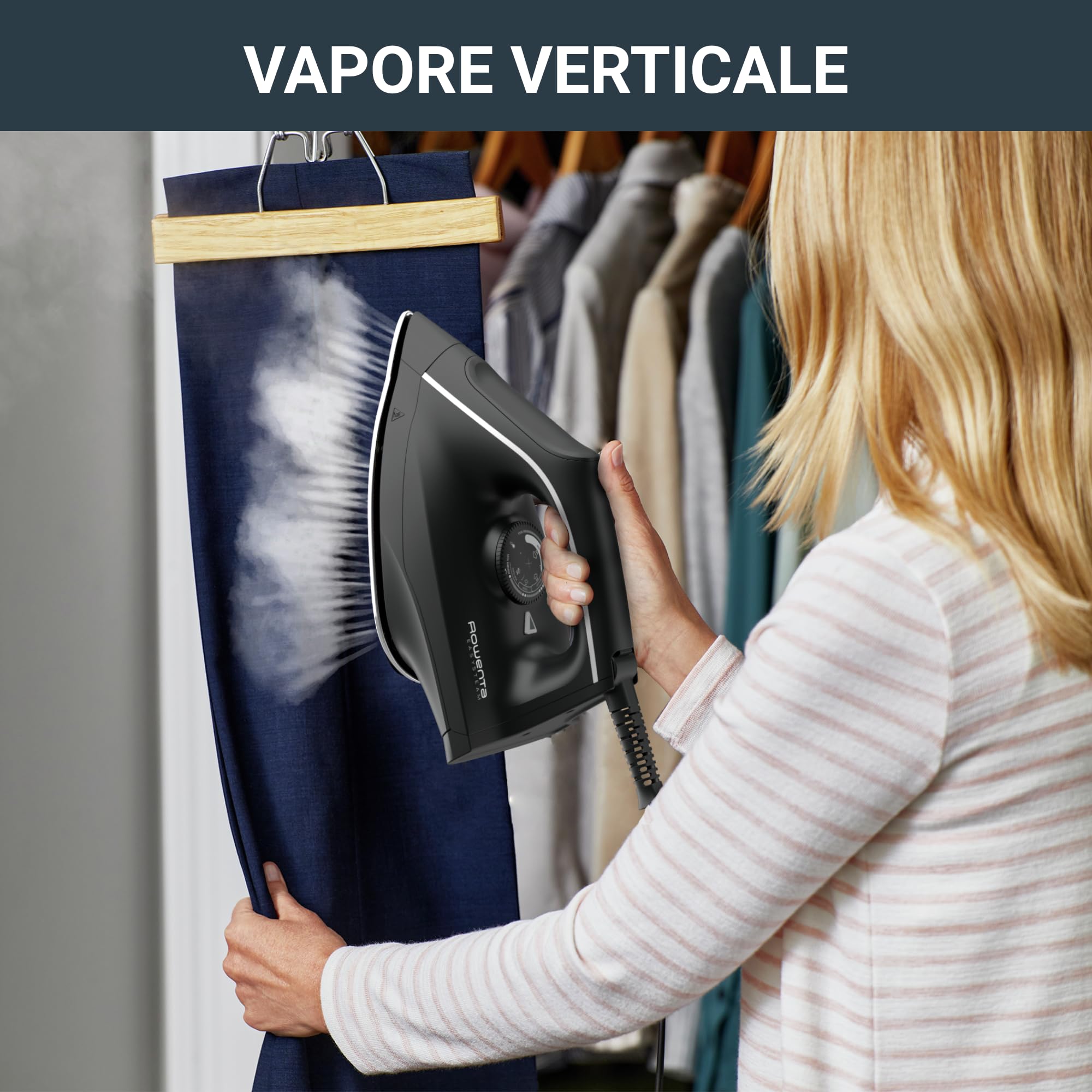 Rowenta Easy Steam, Ferro da Stiro con Generatore di Vapore ad Alte Prestazioni, Vapore Continuo da 110 g/min, Colpo Vapore da 230 g/min, Pressione 5.2 bar, Serbatoio da 1,4 L, Modalità Eco, VR5121
