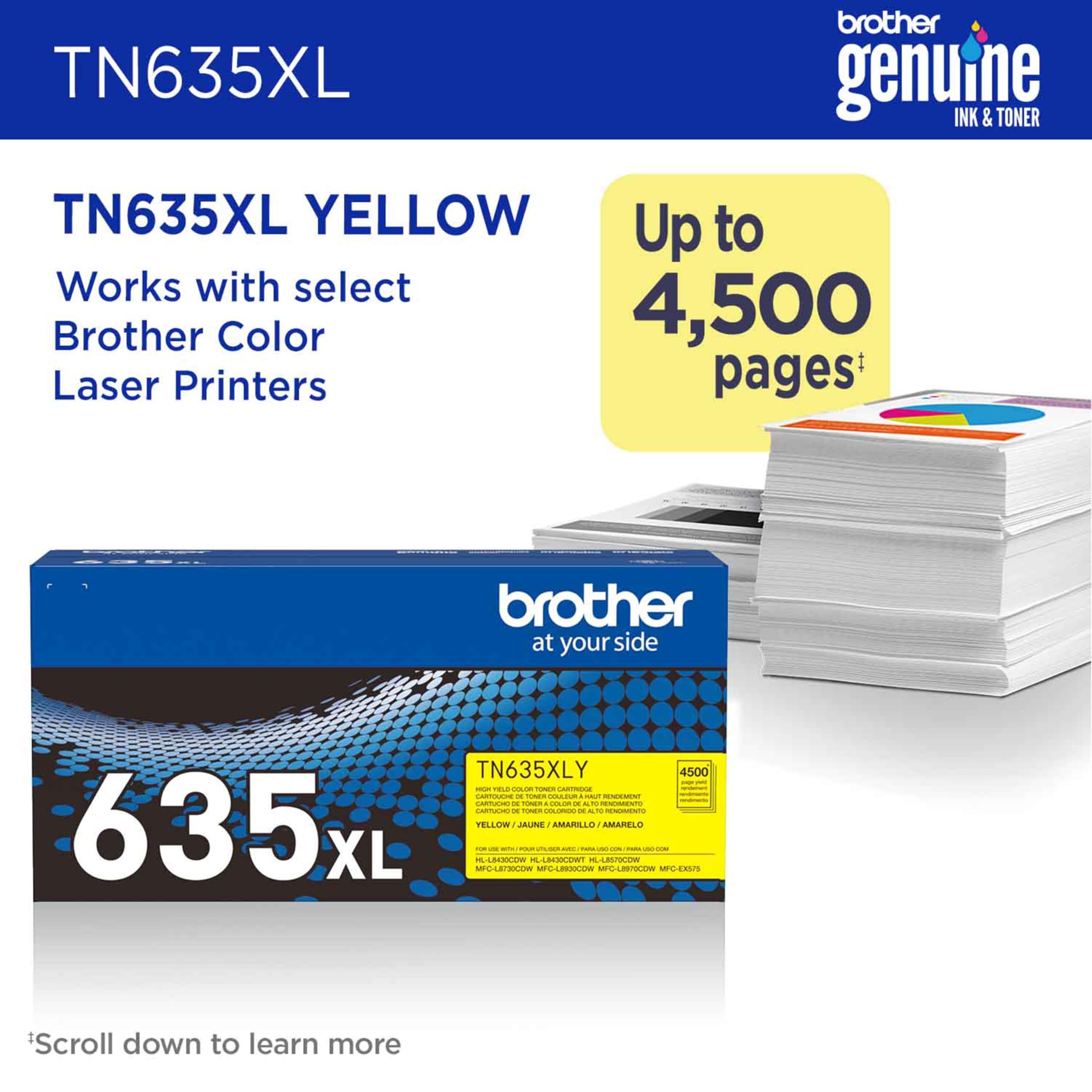 Amazon.com: Brother Genuine TN635XLY High Yield Yellow Toner
