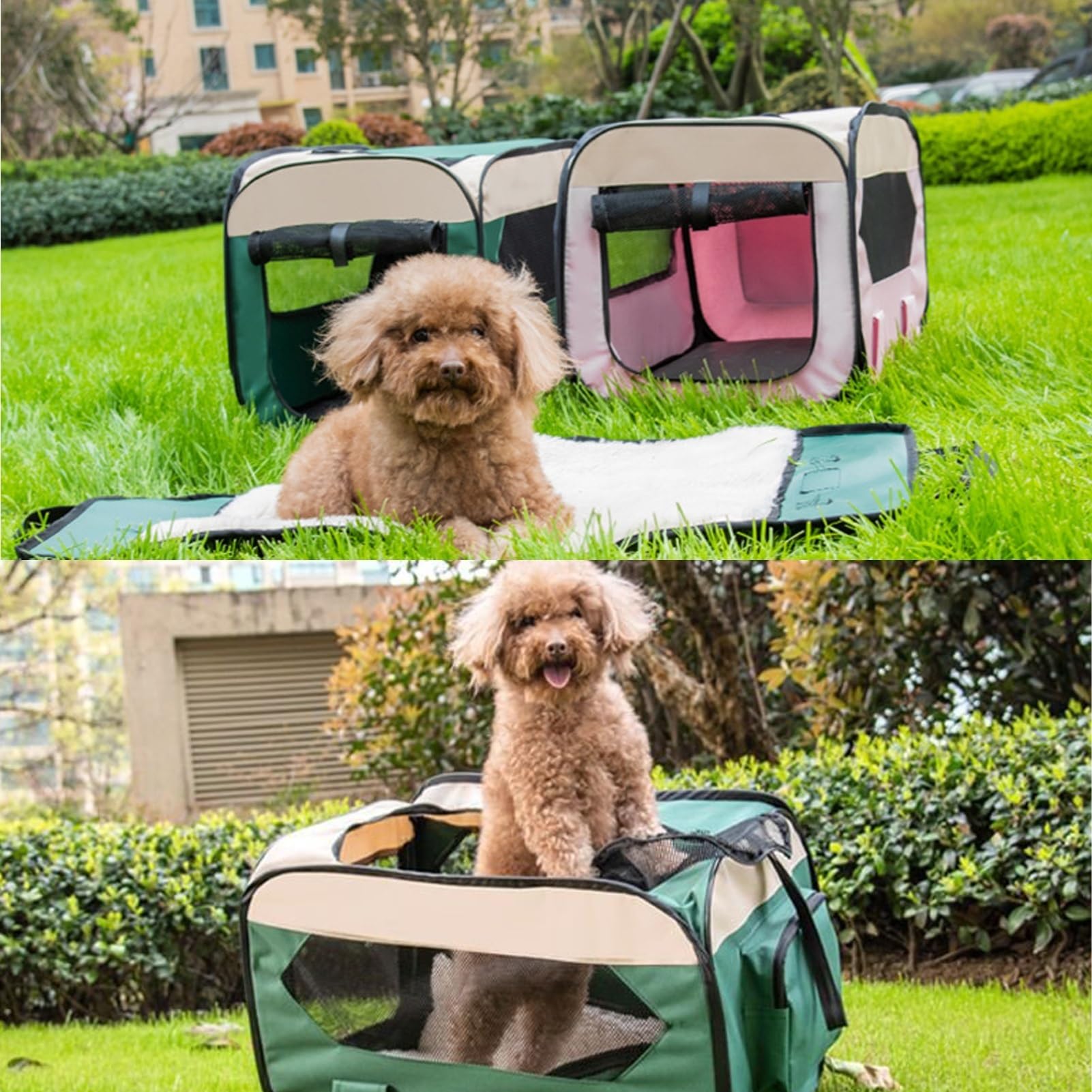 Caja plegable para perros y gatos para coche: caja de transporte para mascotas, viajes, portátil, segura, transpirable, para exteriores, con cinturón de seguridad (azul marino, 70 x 42 x 42 cm)