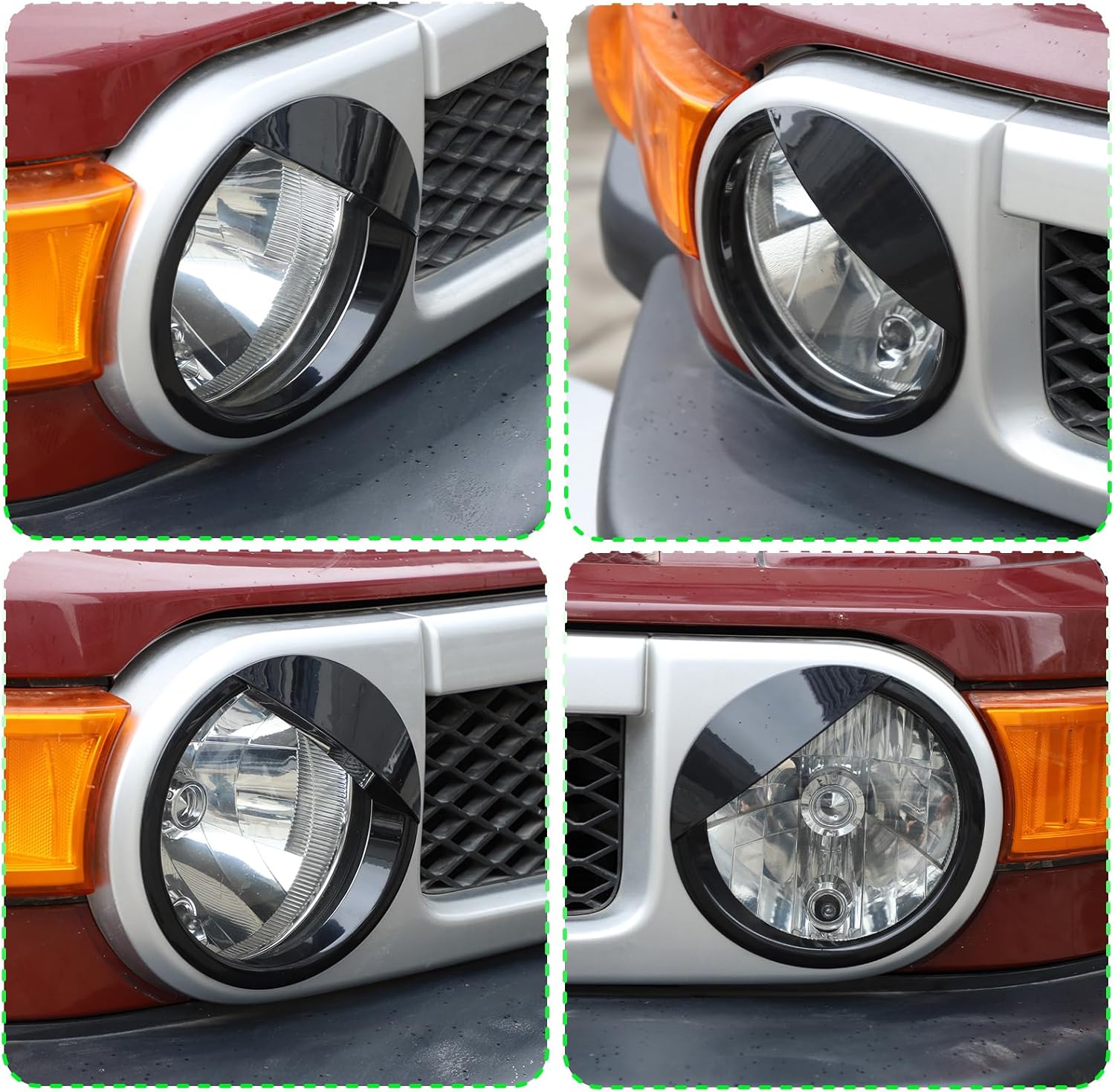 LLKUANG Car Headlight Panel Frame Compatible with Toyota FJ Cruiser 2007-2021 Front Light Headlight Cover Angry Eyes Style Automobile Headlight Bezels Trim Accessories 2PCS (Black)