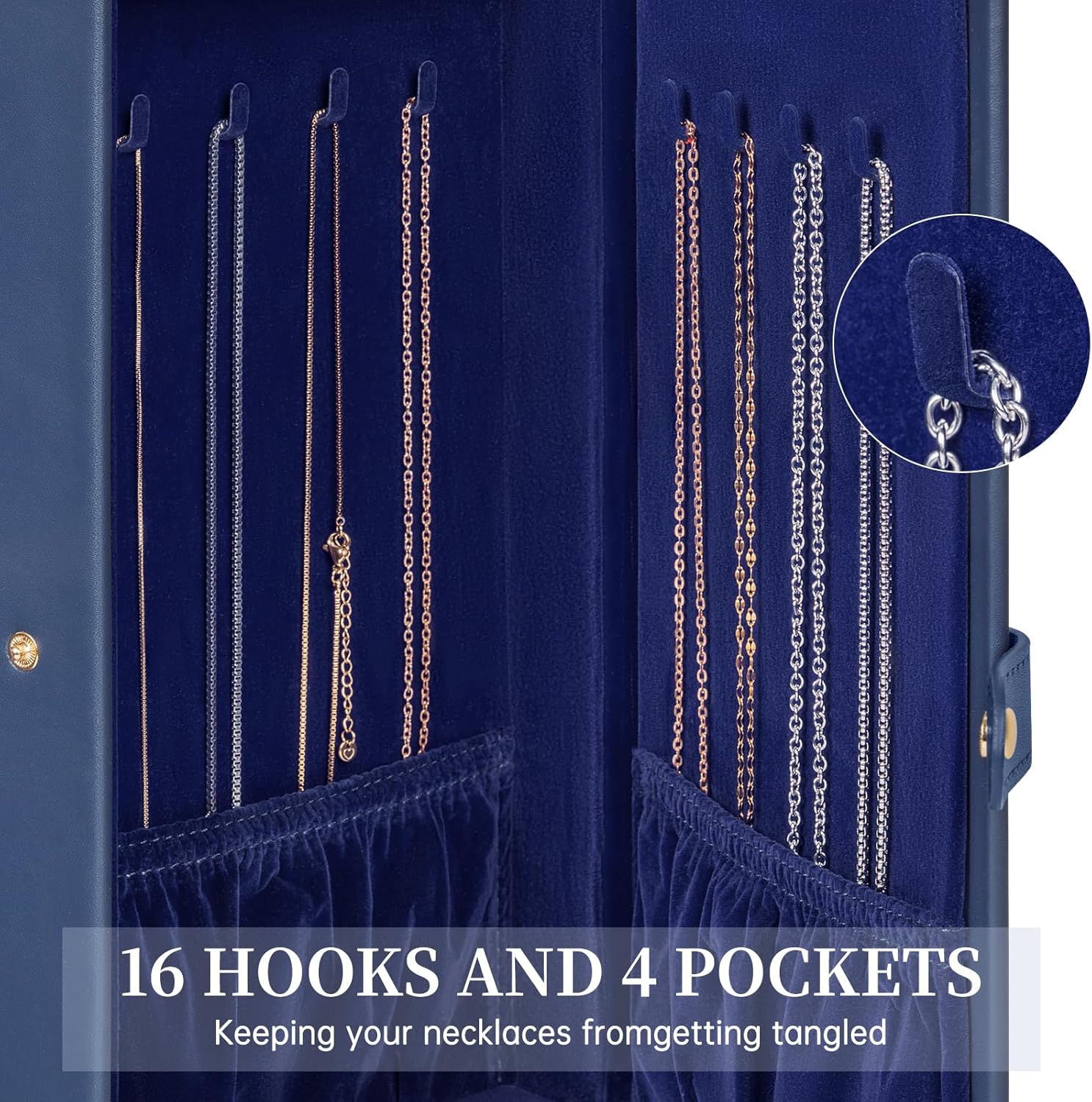 AKOZLIN Extra Large 6-Tier Jewelry Box Organizer Functional Huge, 5 Drawers Leather Jewelry Storage Case for Women Girls Ring Necklace Earring Bracelet Holder Organizer with Mirror Blue