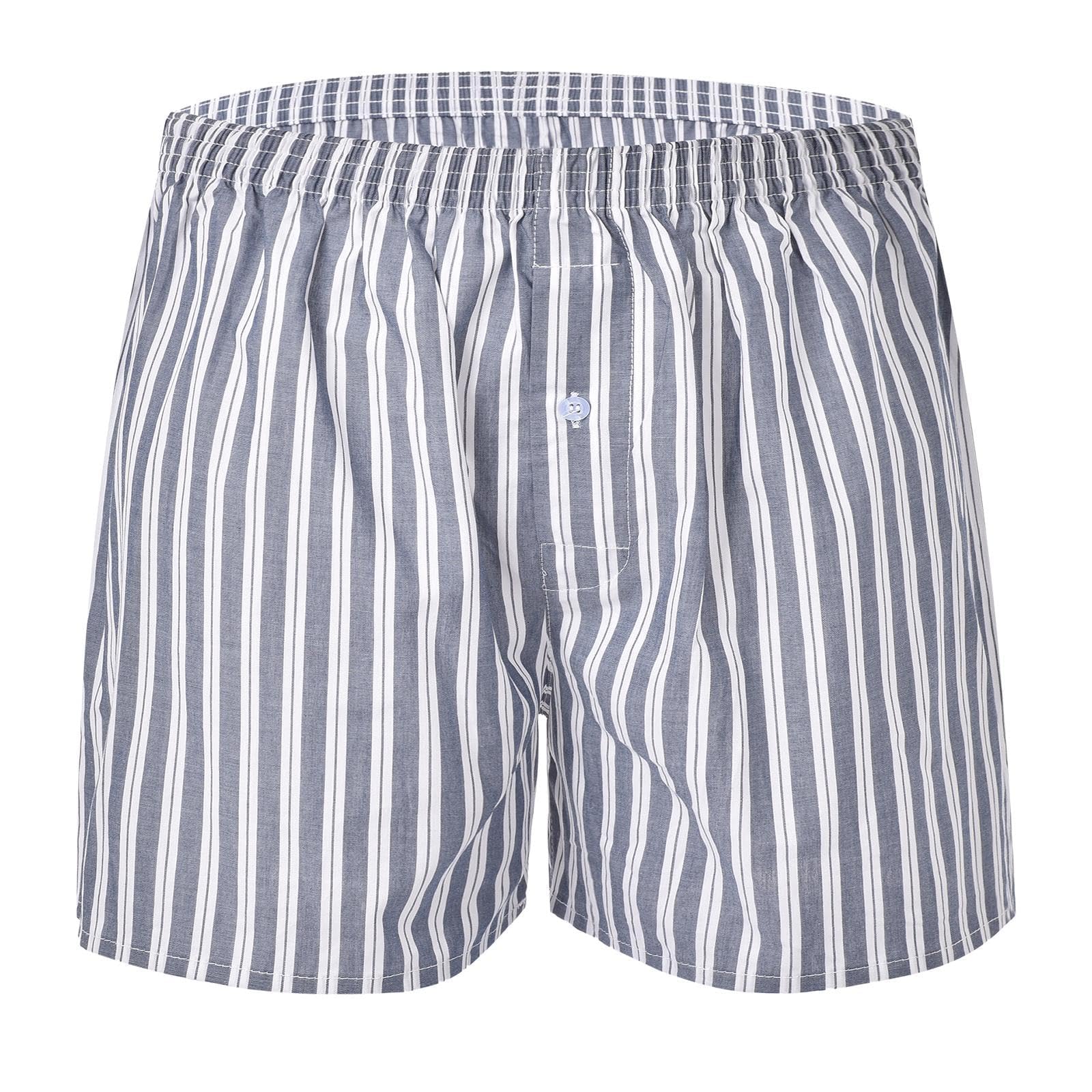 Mens Cotton Boxers Funny Woven Pattern Plaid Boxer Shorts Inseam Pajamas Single Pack