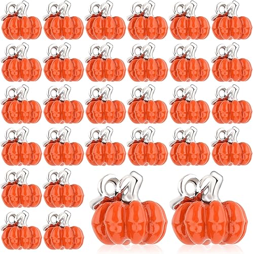 30 dijes de calabaza de Acción de Gracias, aleación de otoño, calabaza, 3D, lindo colgante de calabaza de Halloween para hacer joyas, aretes,