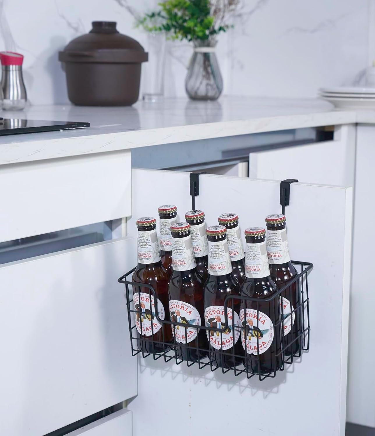 Wire Hanging Storage Basket 2 Packs, Wall Mounted Kitchen Bathroom Storage Basket, Home Multi-Functional, no Punching, Bearing Strong, Suitable for Home, Office,Chrome - Image 6