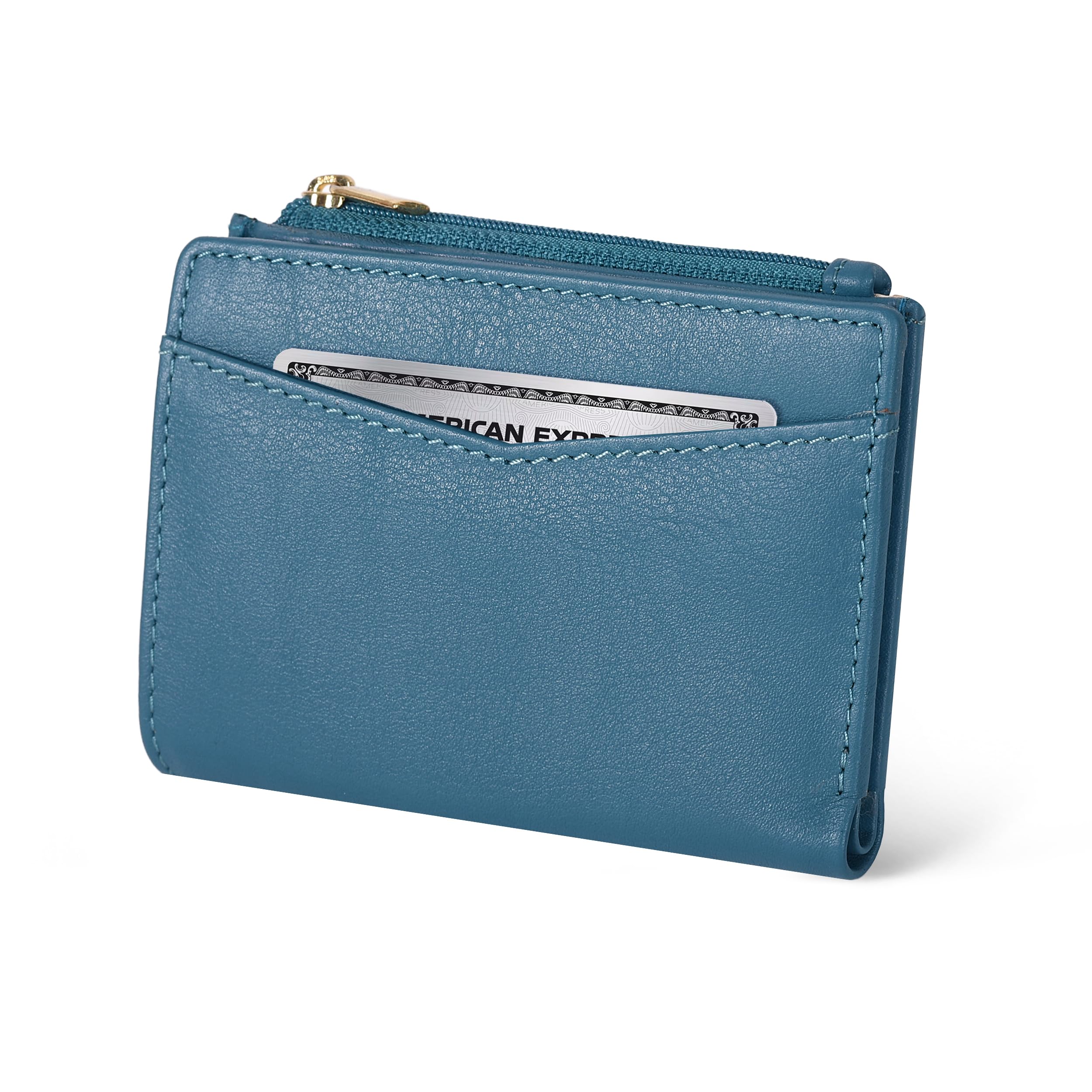 Leather Wallet for Women - Small RFID Coin Purse Credit Card & ID Holder for Ladies, Gift for Women's, Bifold Wallets (Nappa Ottanio)