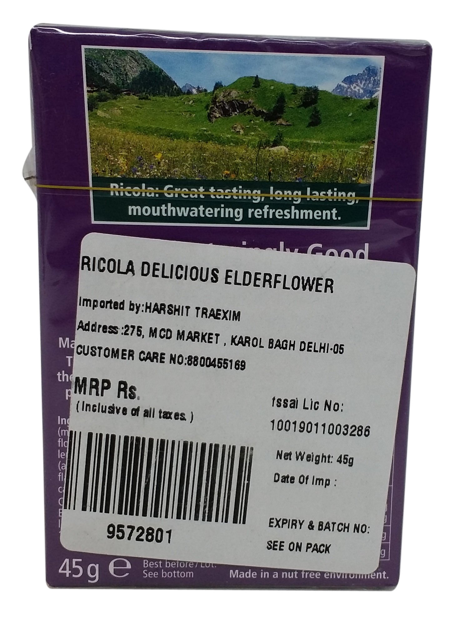 Ricola Swiss Herbal Sweets - Elderflower, 45g Carton