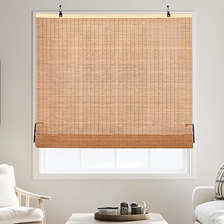 ALIMOO Bamboo Blinds Cordless Roll Up Shades for Windows, Light Filtering Cordless Roller Shades