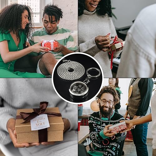 Miniatura 23 de PJOY Juego de dados pequeños DND con estuche de collar D20 hueco de bronce, llavero portátil de 7 piezas, llavero de bronce antiguo, juego de dados