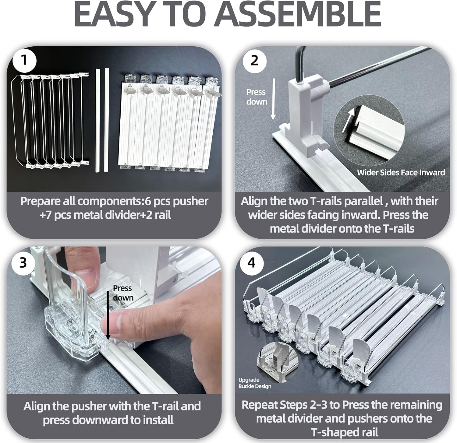 Upgraded Press-type Drink Organizer for Fridge, Capable of horizontal pushing Soda Can Dispenser for RefrigeratorSpace-Saving Automatic Drink Pusher Glide System - Holds 30 Cans (6 Rows)