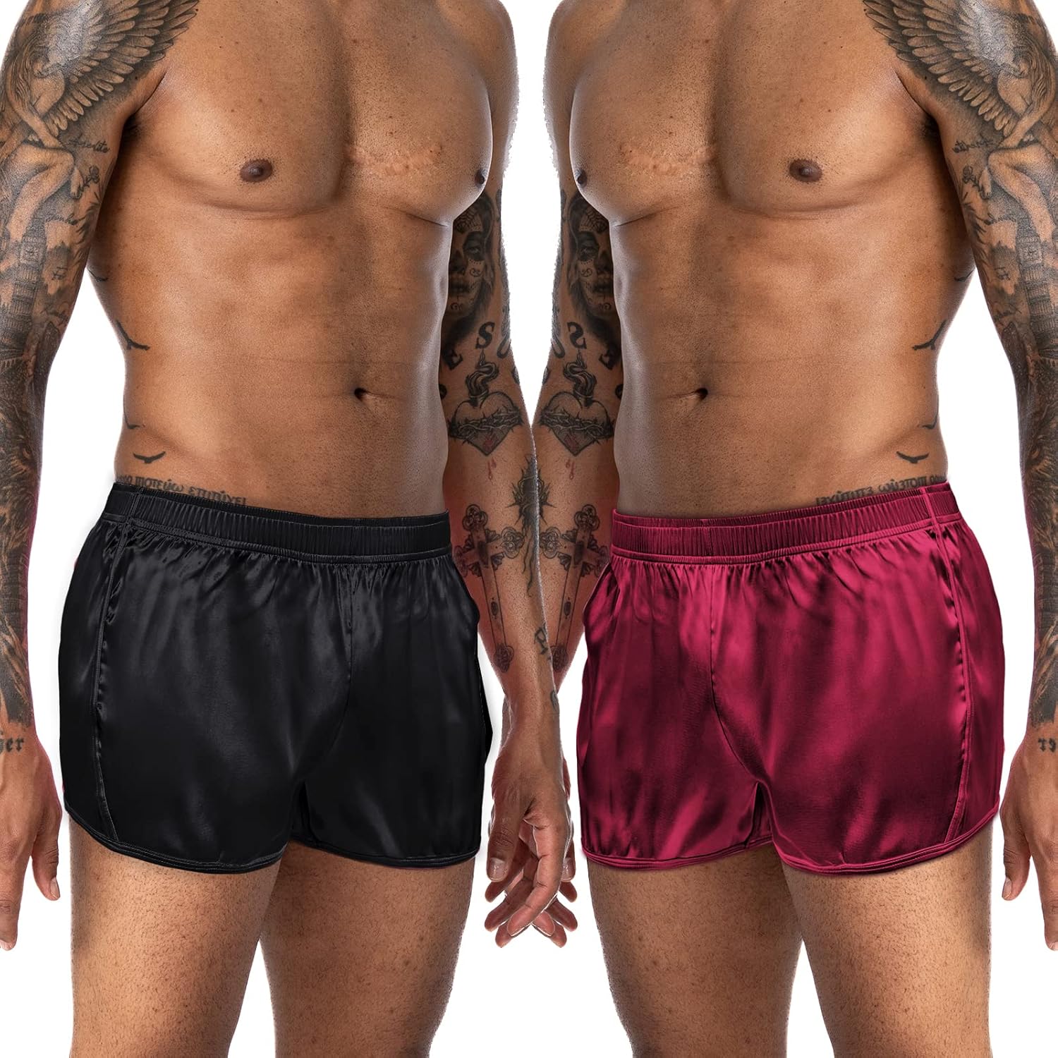 Men's 3 inch Satin Boxers Silk Satin Sleep Lounge Shorts Pajamas Bottom - Image 2