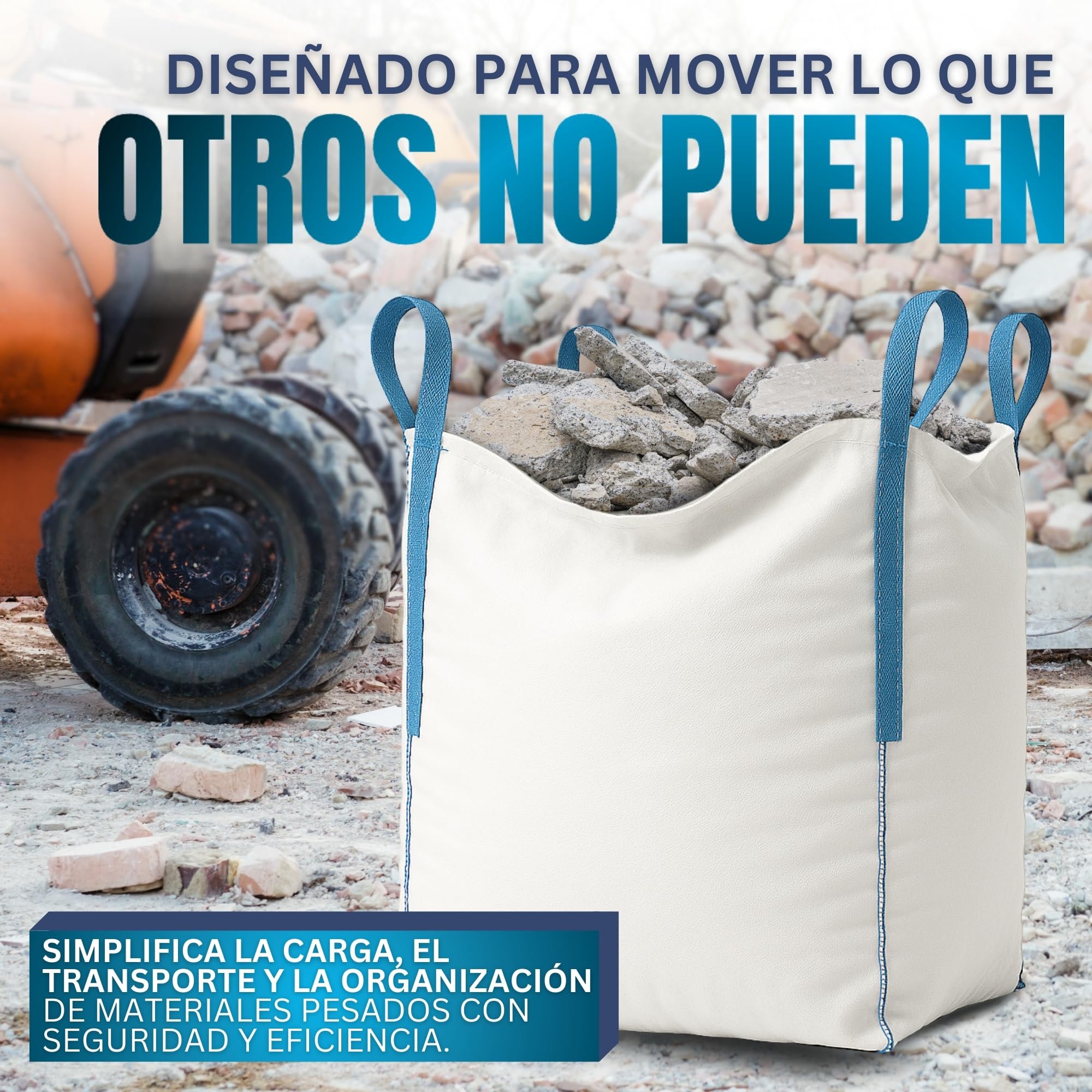 [x4 Sacos] Saco Big Bag 1000kg | Sacos Escombros Obra 80x80x90 cm | Big Bags Resistentes y Reutilizables para Jardín, Arena, Grava, Leña y Sacas 1000kg para Reparto