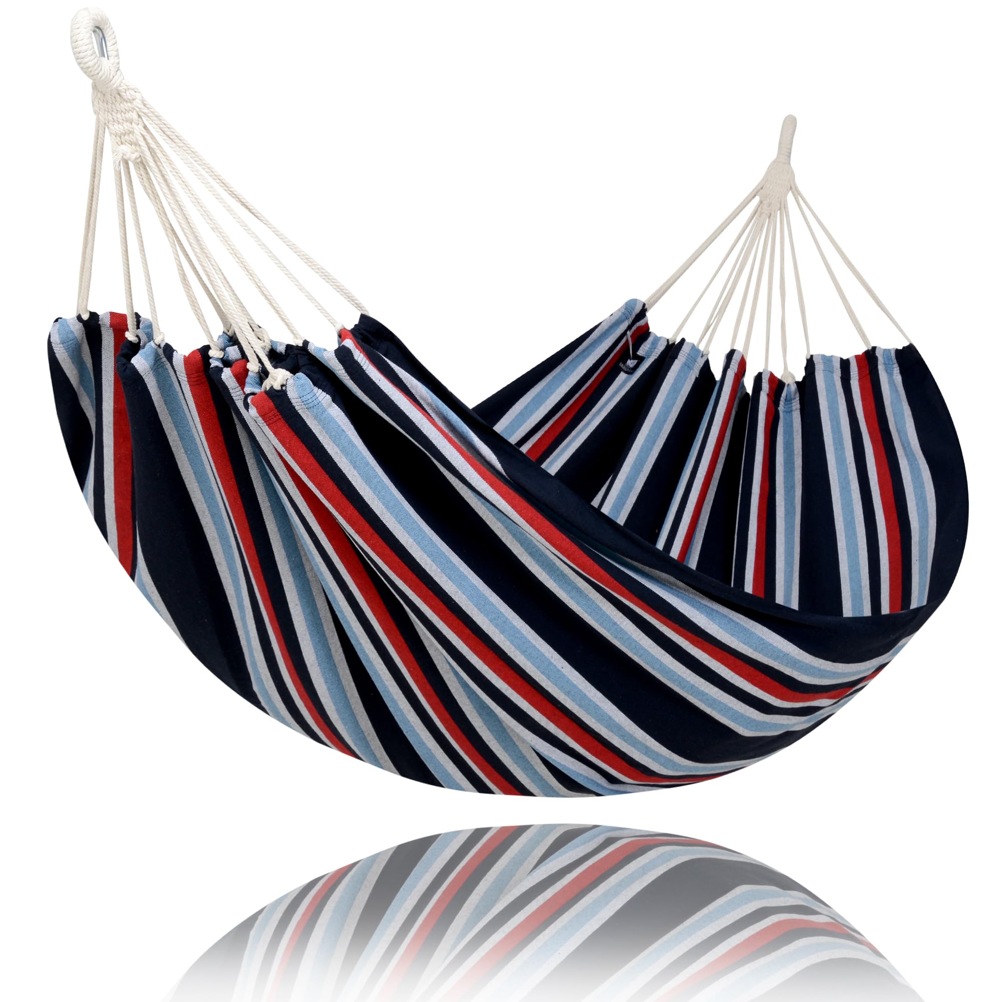 SUNCREAT Extra Large 2 Person Hammock for Camping, Navy &amp; Red