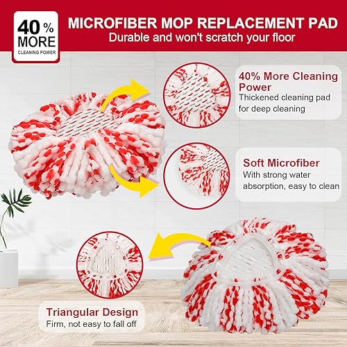 Miniatura 3 de Nueva actualización Paquete de 4 cabezales de repuesto de trapeador giratorio, cabezal de repuesto de trapeador de microfibra compatible con el