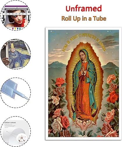 Miniatura 2 de SUPERYUFENG Póster artístico de la Virgen de Guadalupe de la Virgen María y arte de pared, póster moderno para decoración de dormitorio familiar, 16