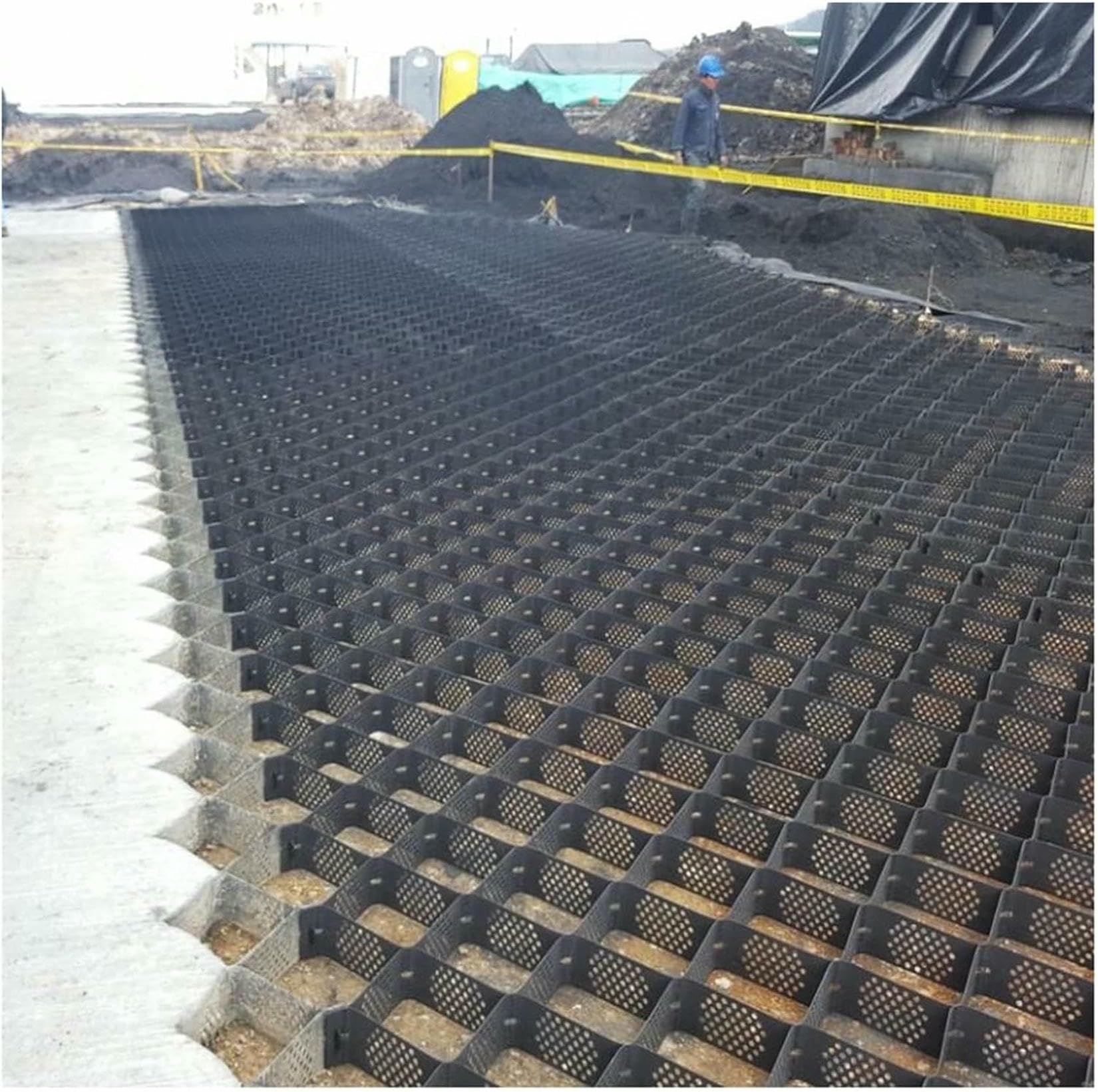Stabilizator siatki do żwiru, chodników, 5 cm, do żwiru, cementu, piasku, do ogrodu, podstawy szopy, podjazdu i tarasów, obciążenie 3000 kg (1 m x 1 m / 3.3 X3ft)