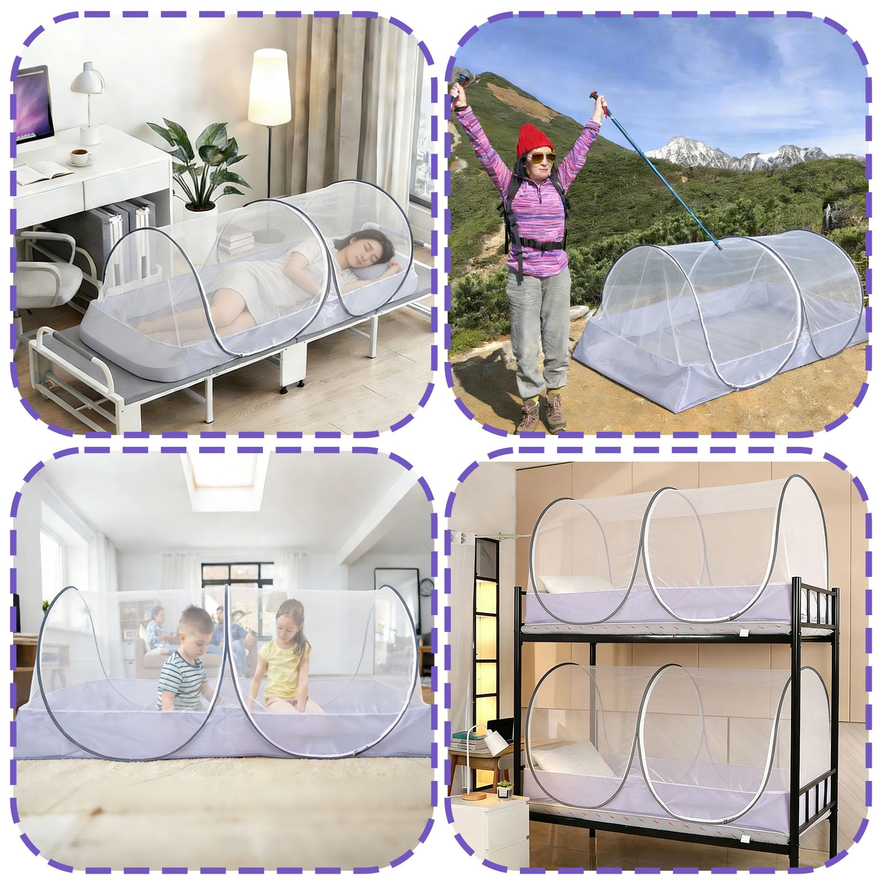 Moskitiera Pop Up 100 x 200 x 73 cm, moskitiera na łóżko, składana, impregnowana moskitierą, do użytku na zewnątrz, wewnątrz – łatwa do przechowywania i przenoszenia, ochrona przed owadami