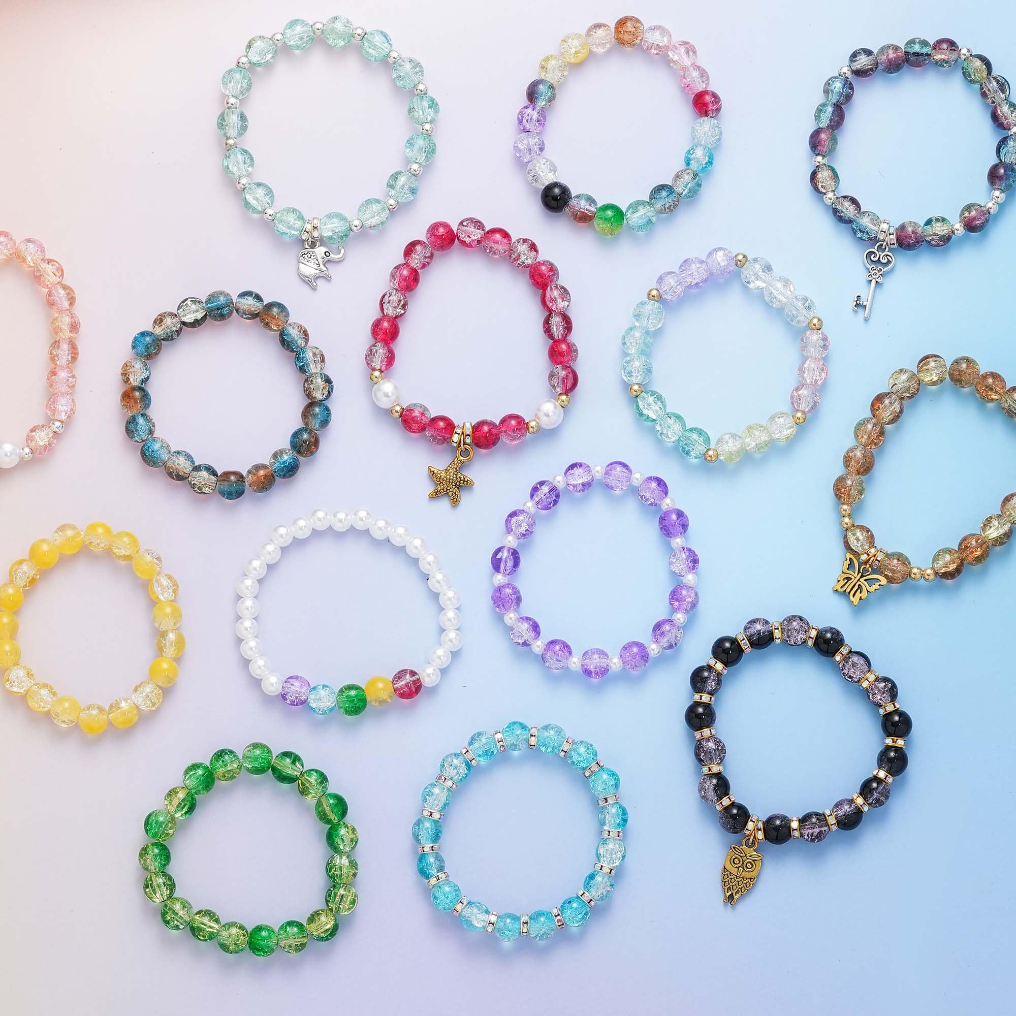 かえガラスビーズブレスレットハンドメイド8mm16cm Amazon.co.jp: Xylise ガラスビーズブレスレット製作キット、20色 8mm