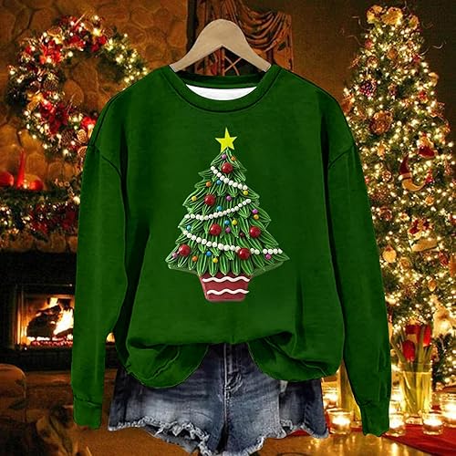 Miniatura 3 de Novedosas sudaderas con diseño de árbol de Navidad 3D para mujeres y hombres, camisetas de manga larga para invierno, divertidas, suéter unisex