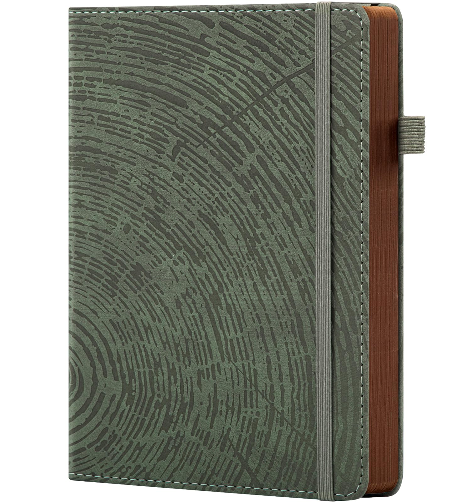 ALKALO Lined Journal Notebook for Work, A5 Debossed Hardcover Journals for Men Women Writing, 200 Pages Cream Paper, College Ruled Daily Notebook for Business, Office, Travel, School (Tree Ring)