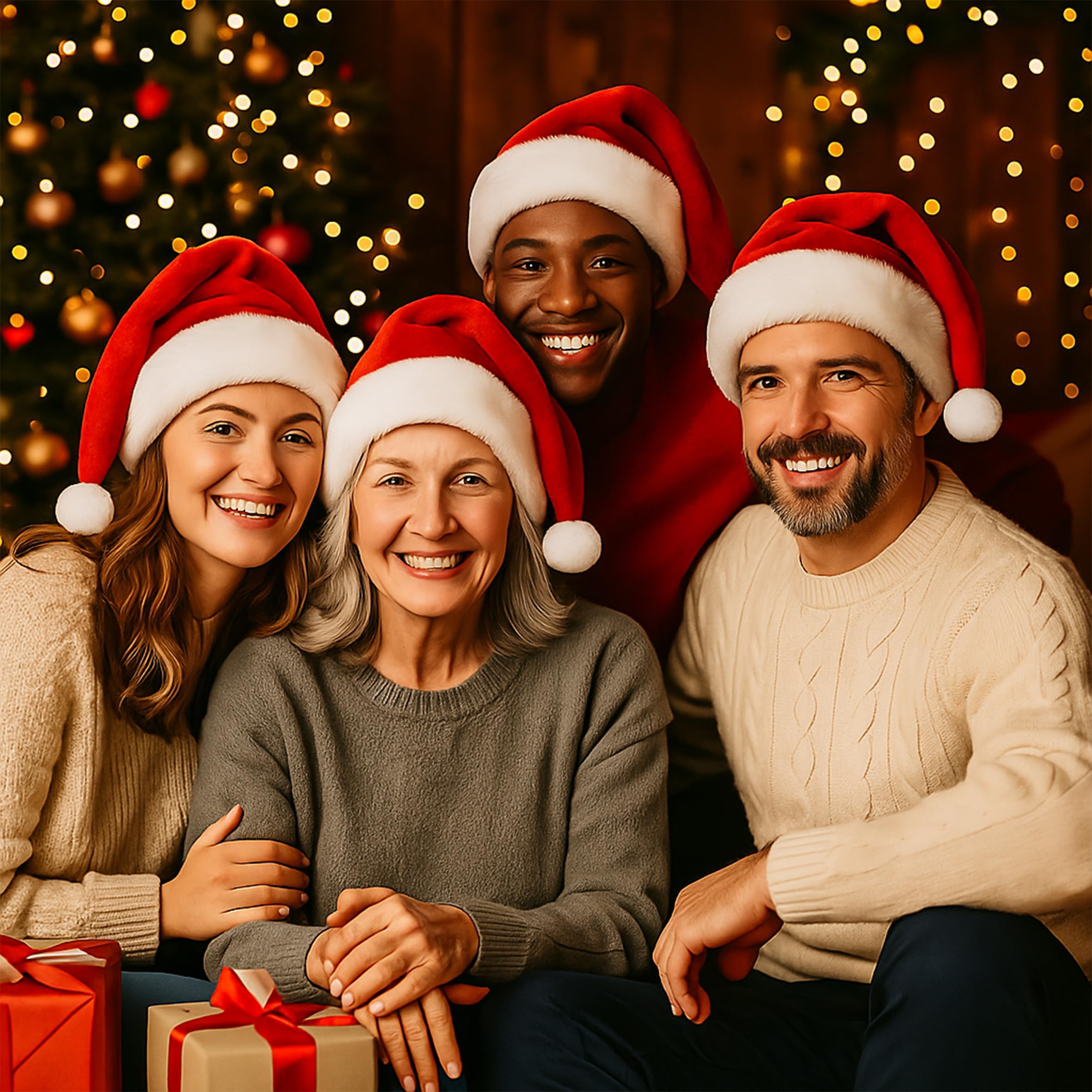 Makotex 1 bis 100 Weihnachtsmützen Nikolausmützen Weihnachtsmann Mütze Weihnacht ca. 28x42 (100, Polyester)