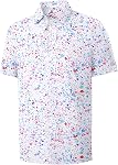 ZITY Men's Golf Shirts Short Sleeve Polo Moisture Wicking Performance Print Pattern Poloshirt for Men UPF50+ Casual T-Shirt