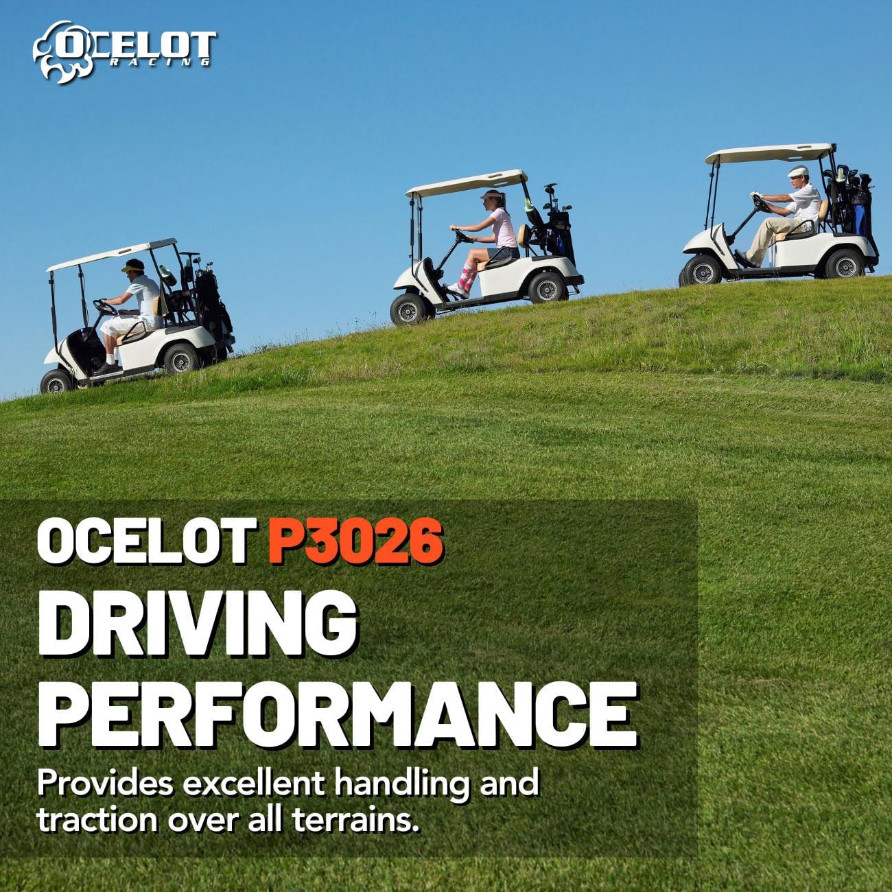Ocelot P3026 23x10-14 Golf Cart Tires Rugged 4-Ply Multi-Terrain Tire with Superior Traction and Mud-Resistant Self-Cleaning Tread Design for Long-Lasting Performance on Any Road