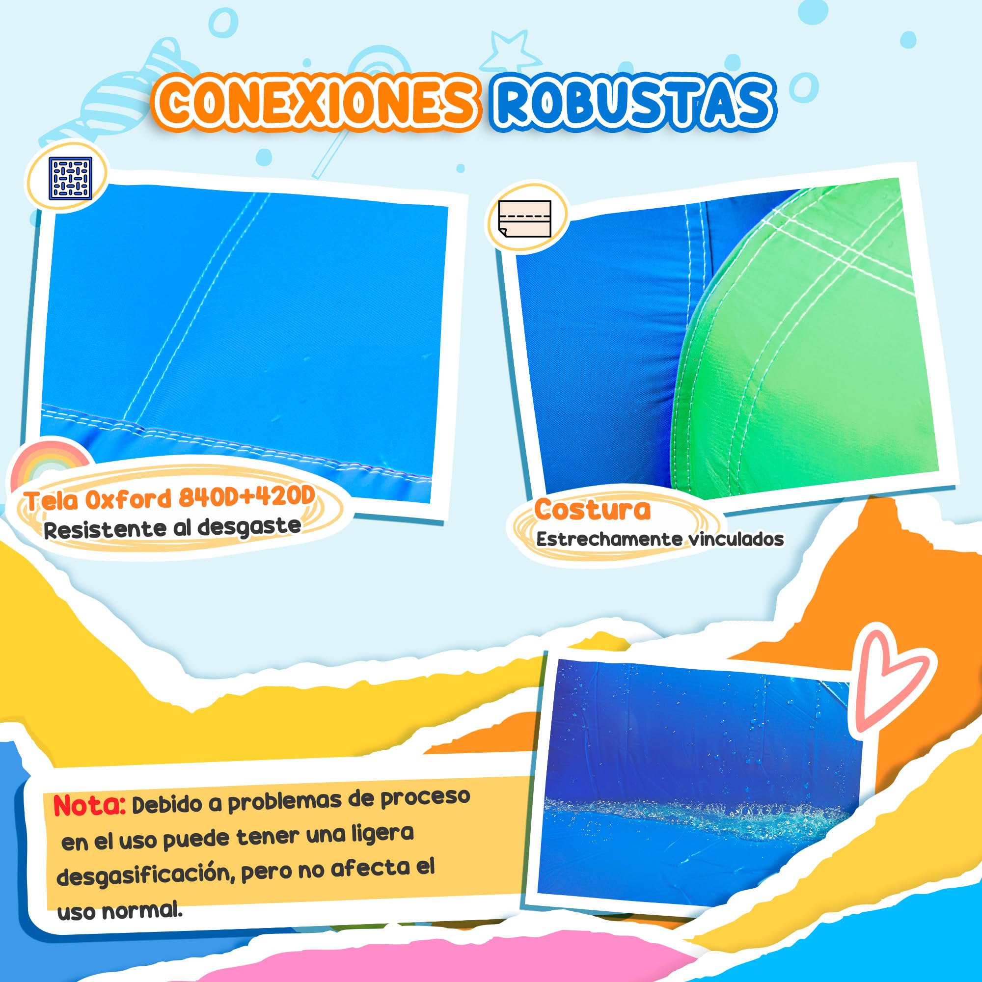Outsunny Castillo Hinchable para Niños +3 Años 6 en 1 Castillo Inflable con Inflador Parque Acuático con Tobogán Zona de Salto Piscina y Bolsa de Transporte 330x245x215 cm Multicolor