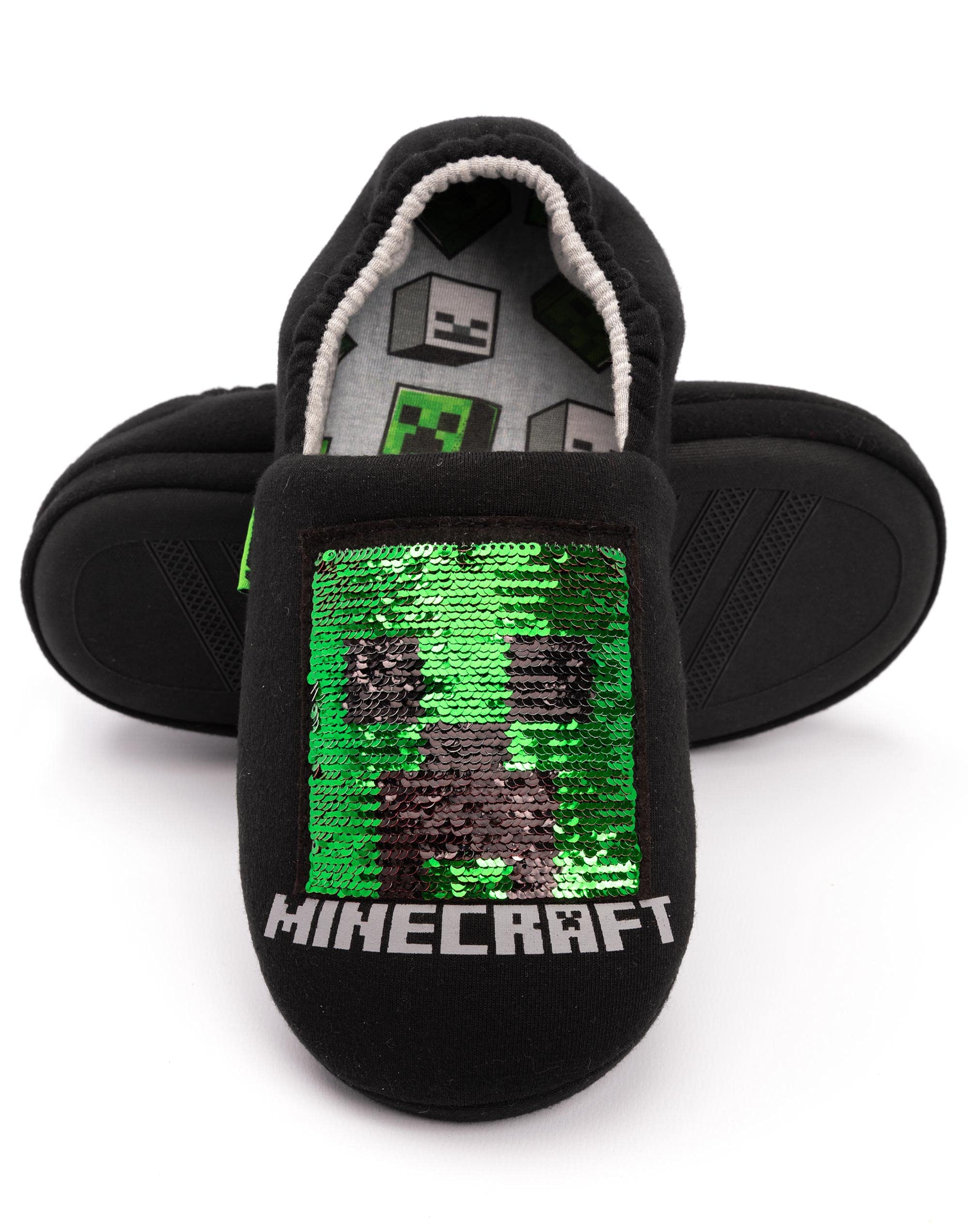 Minecraft Pantoufles pour garçons | Différents styles Enfants Bleu Marine Noir Paillettes Creeper Zombie Garçons Maison Chaussures | Produits dérivés de chaussures de jeu pour enfants et adolescents