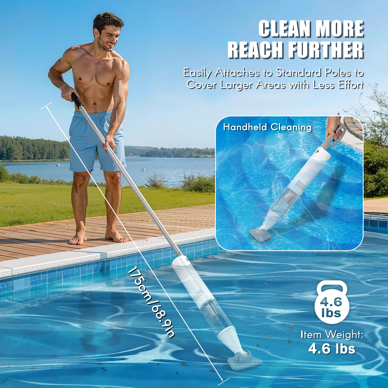 Aspirateur de piscine sans fil portatif pour piscine hors sol, piscine