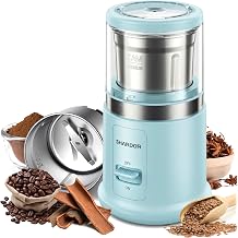 SHARDOR Quiet Coffee Grinder Electric, 70g Removable Bowl Spice Grinder for Coffee Beans, Seeds and Grains, Super Silent Grinding Mill with 60dB Low Noise, 2.5oz Capacity, Blue