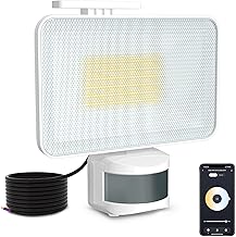 HELLYMOON 50W Security Lights Outdoor Motion Sensor with APP Control, 6500K Cold Warm LED Flood Light, 5000LM Lighting IP65 Waterproof Outdoor Light, LED Wall Light for Garden, Patio (White)