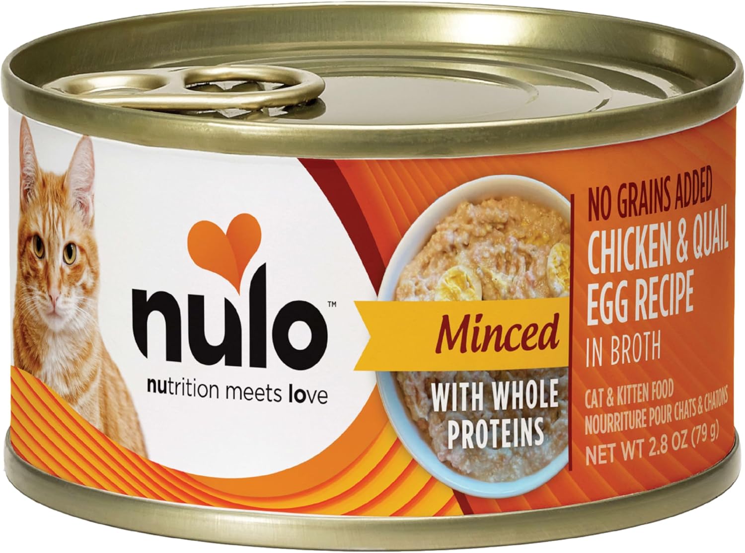 Nulo Canned Cat Food - Minced Chicken & Quail Egg Recipe, High Protein Grain-Free Wet Cat Food for Kittens, Adults & Seniors, Skin and Coat Support for Indoor & Outdoor Pets, 2.8oz Cans (12 Pack)