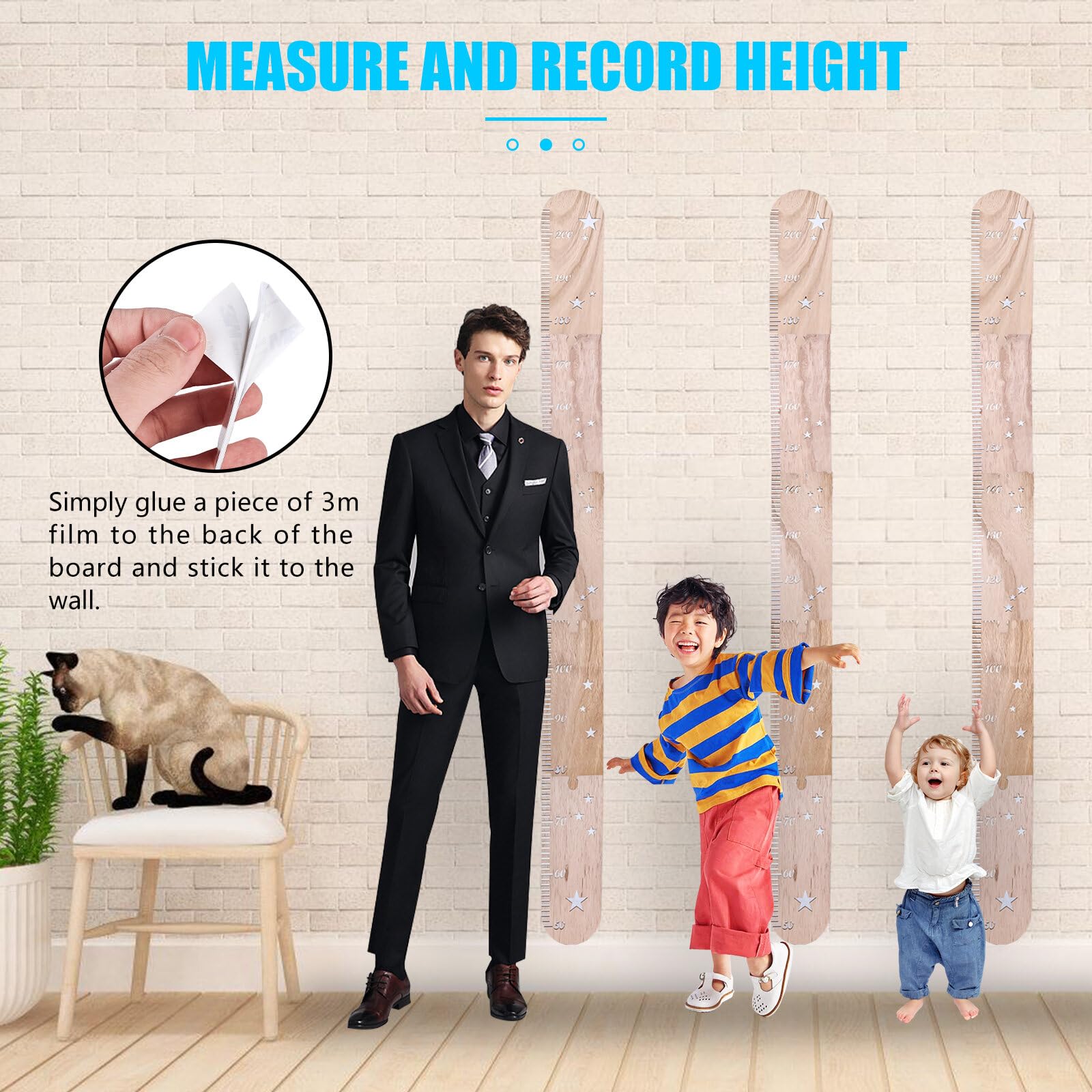 Toise Murale En Bois Pour Enfant - Tableau De Hauteur Pliable Étoiles - Décoration Chambre Bébé