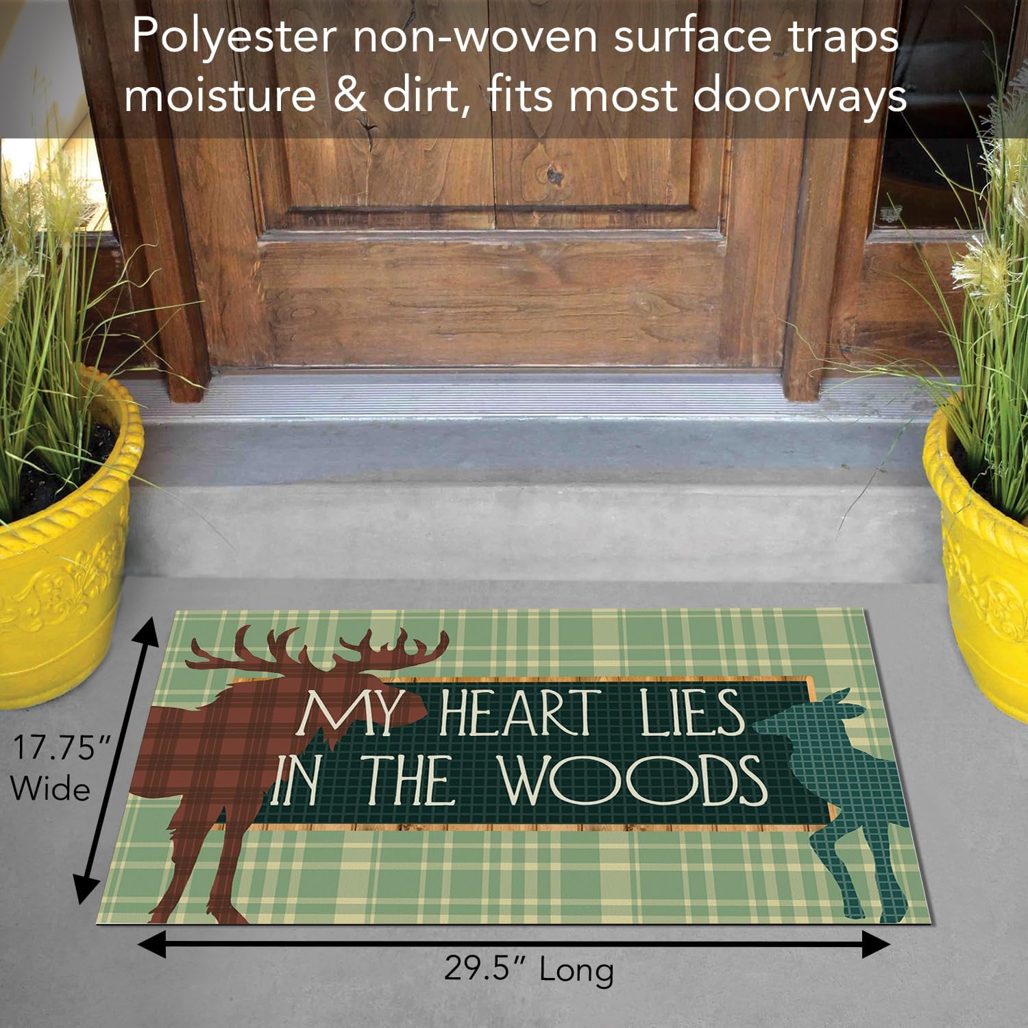 Counterart Cabin in the Woods Indoor/Outdoor Entryway Floor Mat Manufactured in The USA Low Profile, Protective Non-Skid Rubber Backing, Easy to Clean 29.5" by 17.75"