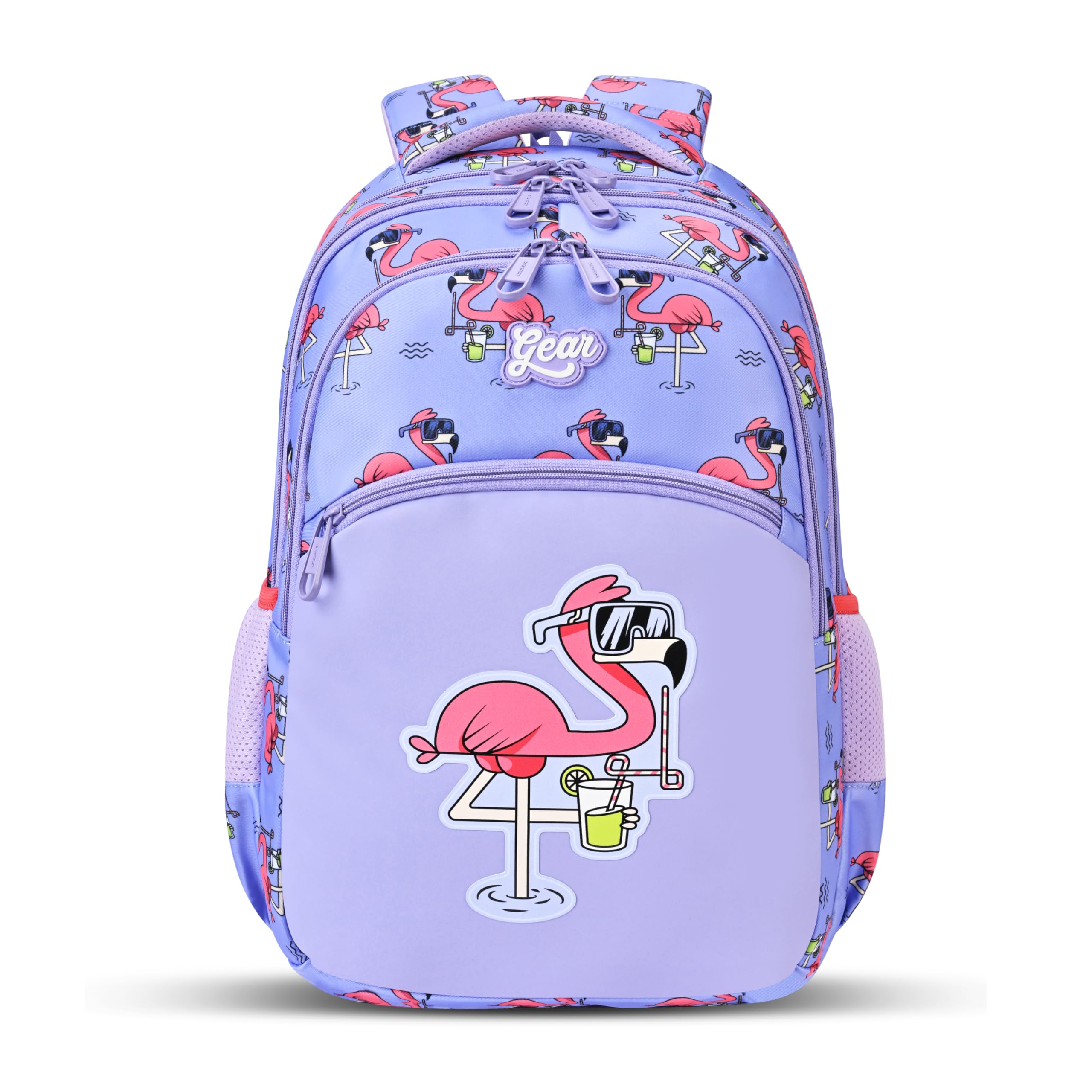 Flamingo 15"/21L Medium Water Resistant School Bag | Casual Backpack | Daypack | Travel Backpack | Kids Bag for Boys/Girls (Purple - Pink)-image-43