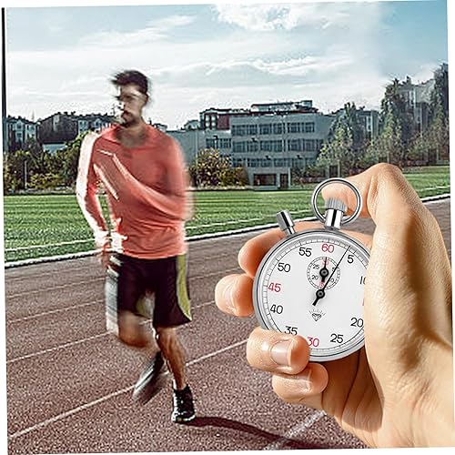 Miniatura 2 de Cronómetro analógico mecánico de acero inoxidable con temporizador de mano de pausa para correr, entrenamiento y experimentos