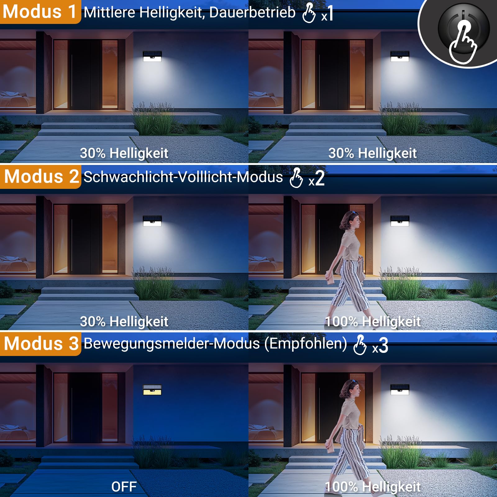 vighep 4 luci solari di sicurezza per esterni con sensore di movimento, IP65, impermeabili, senza fili, per esterni, giardino, recinzione, cortile, sentiero
