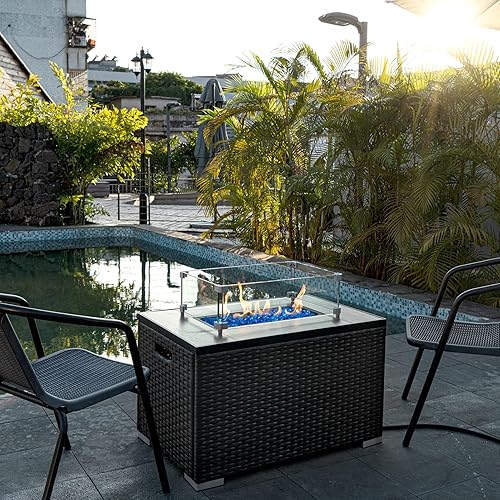 Miniatura 7 de GASPRO Protector de viento de vidrio para hoguera de 29 x 13 x 6 pulgadas y vidrio de fuego turquesa de alto brillo de 10 libras