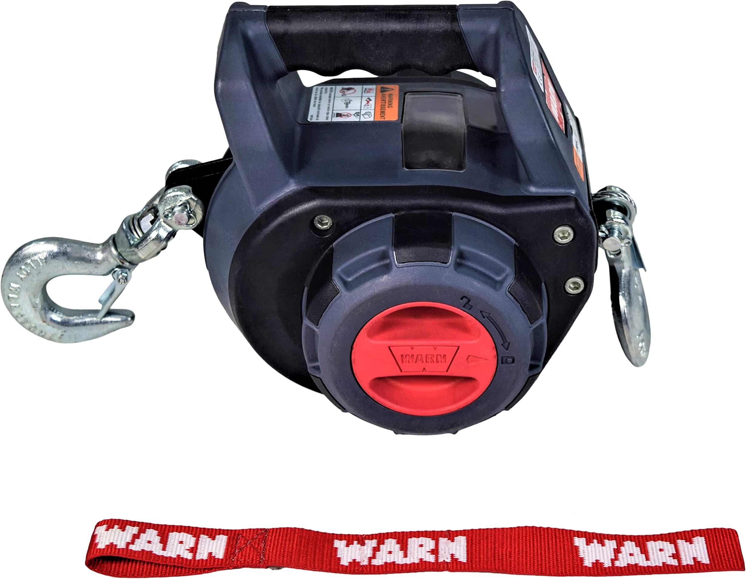 WARN 101570 Handheld Portable Drill Winch with 40 Foot Steel Wire Rope: 750 lb Pulling Capacity, Gray