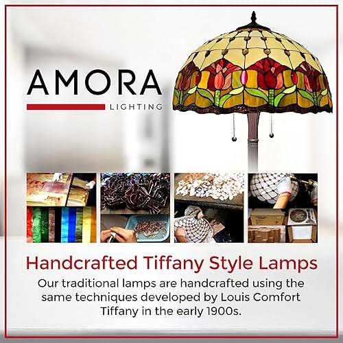 Miniatura 10 de Amora Tiffany Style - Lámpara de pie de 63 pulgadas con hojas multicolor