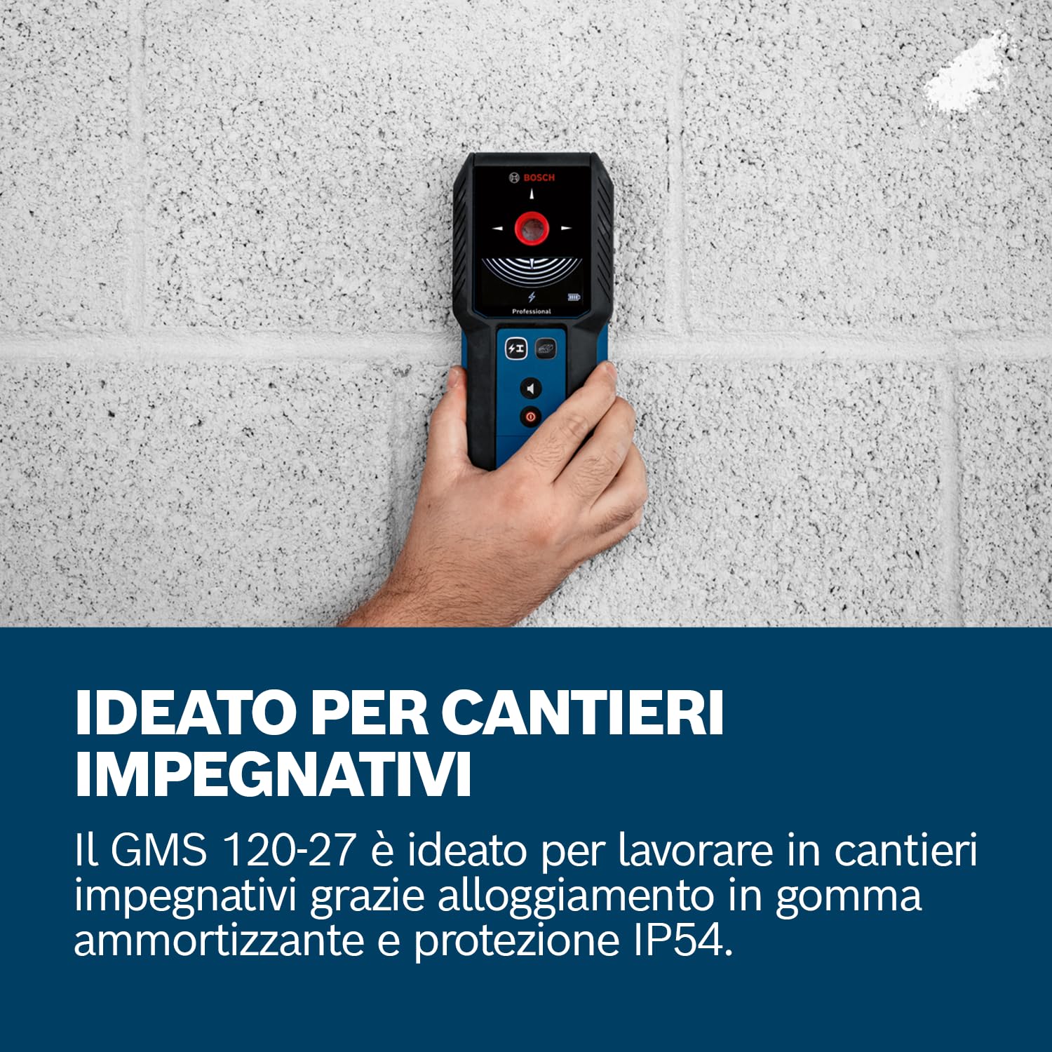 Bosch Professional Wallscanner GMS 100-23 (profondità di rilevazione max. metalli non magnetici/metallo magnetico/cavi sotto tensione: 100/80/ 50 mm, 2 batterie AA, custodia)